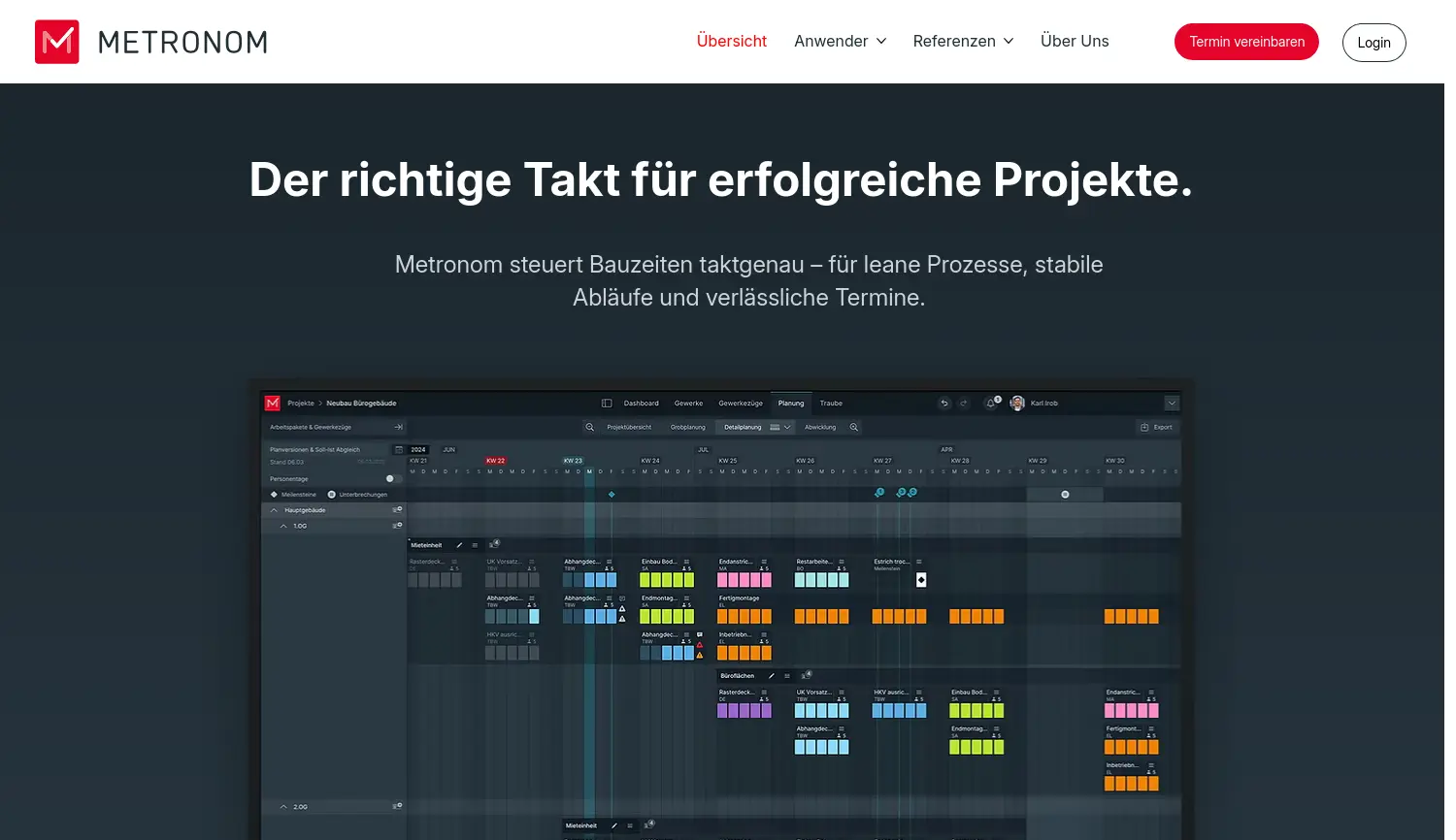 Website-Screenshot von Metronom