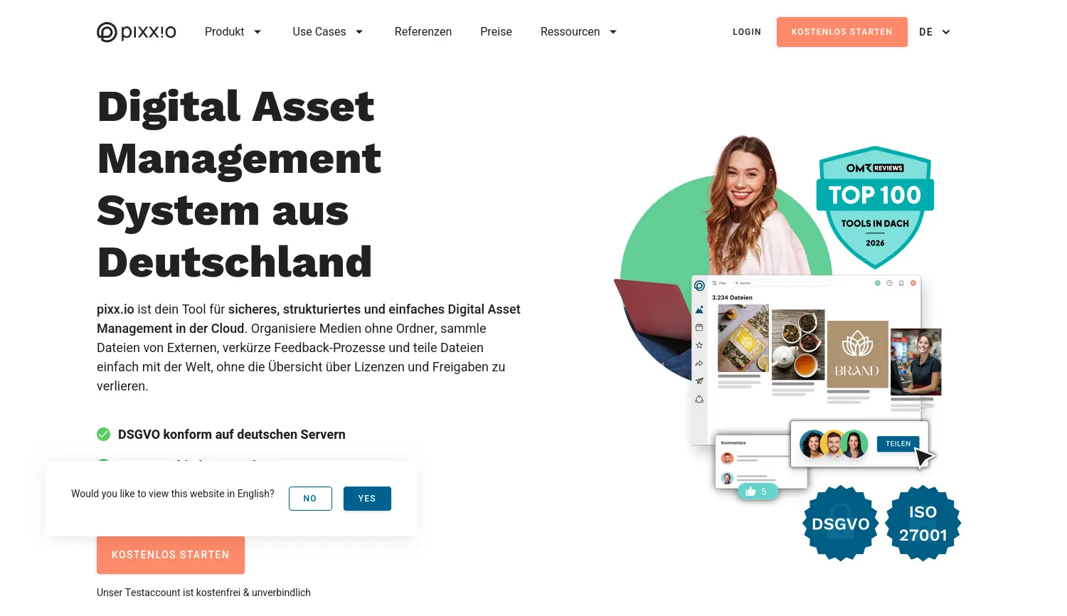 Website-Screenshot von pixx.io