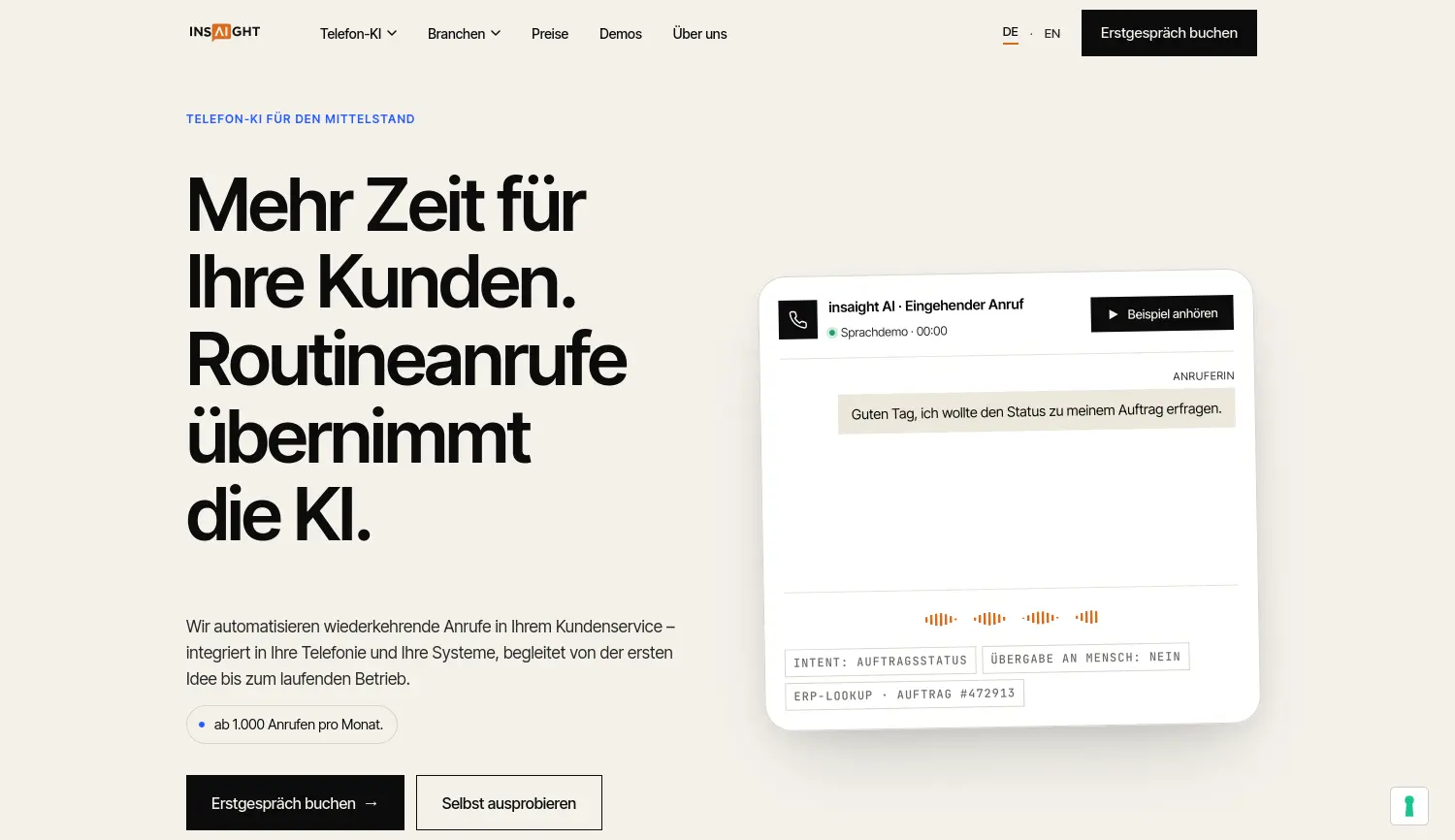 Website-Screenshot von insaight
