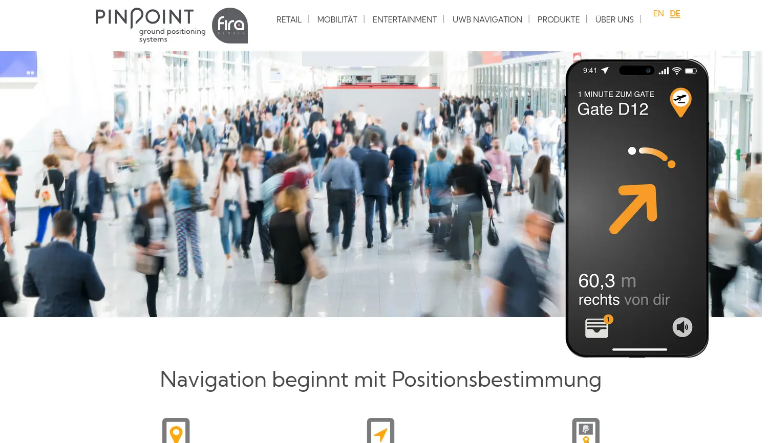 Website-Screenshot von Pinpoint