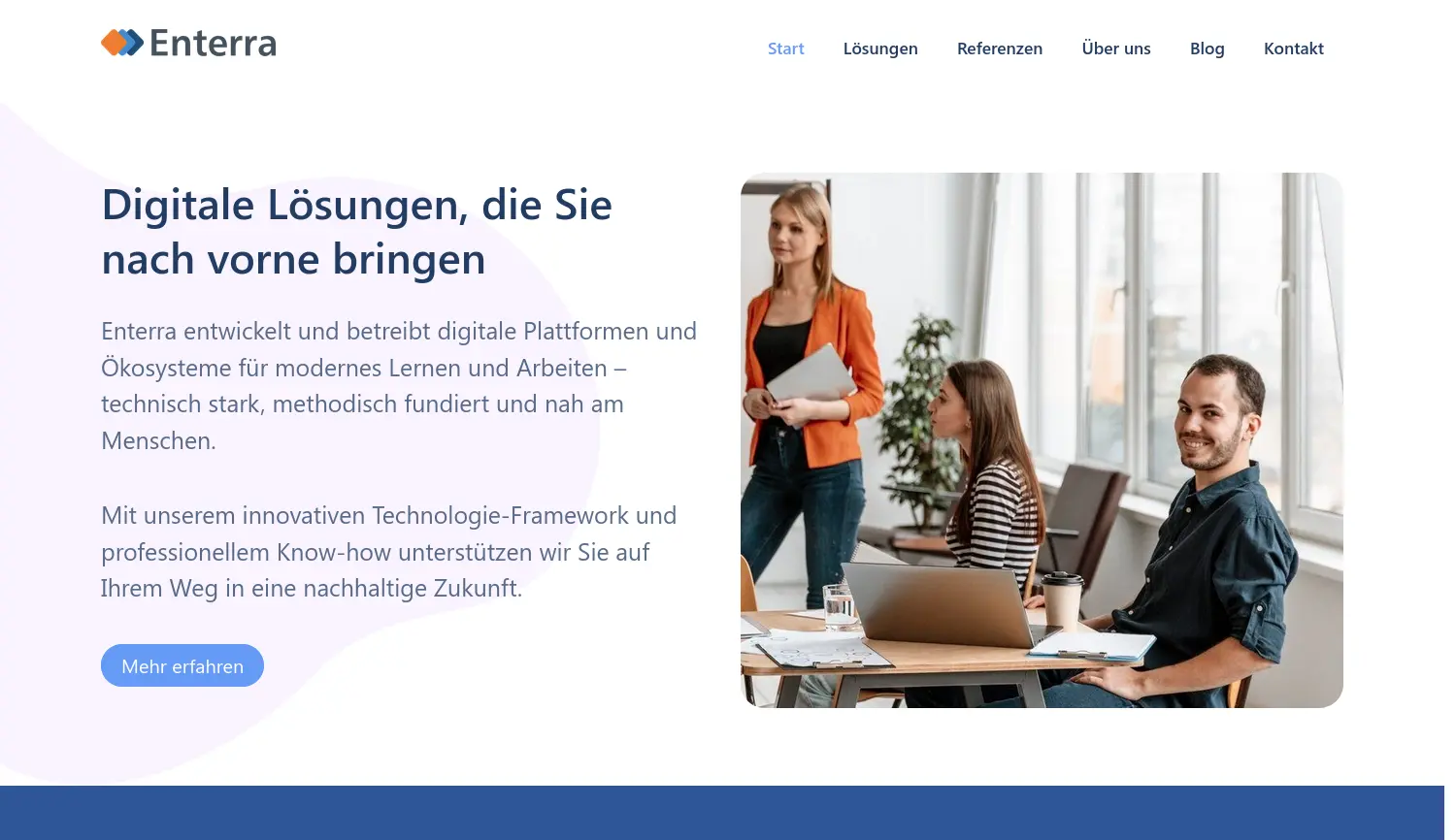 Website-Screenshot von Enterra
