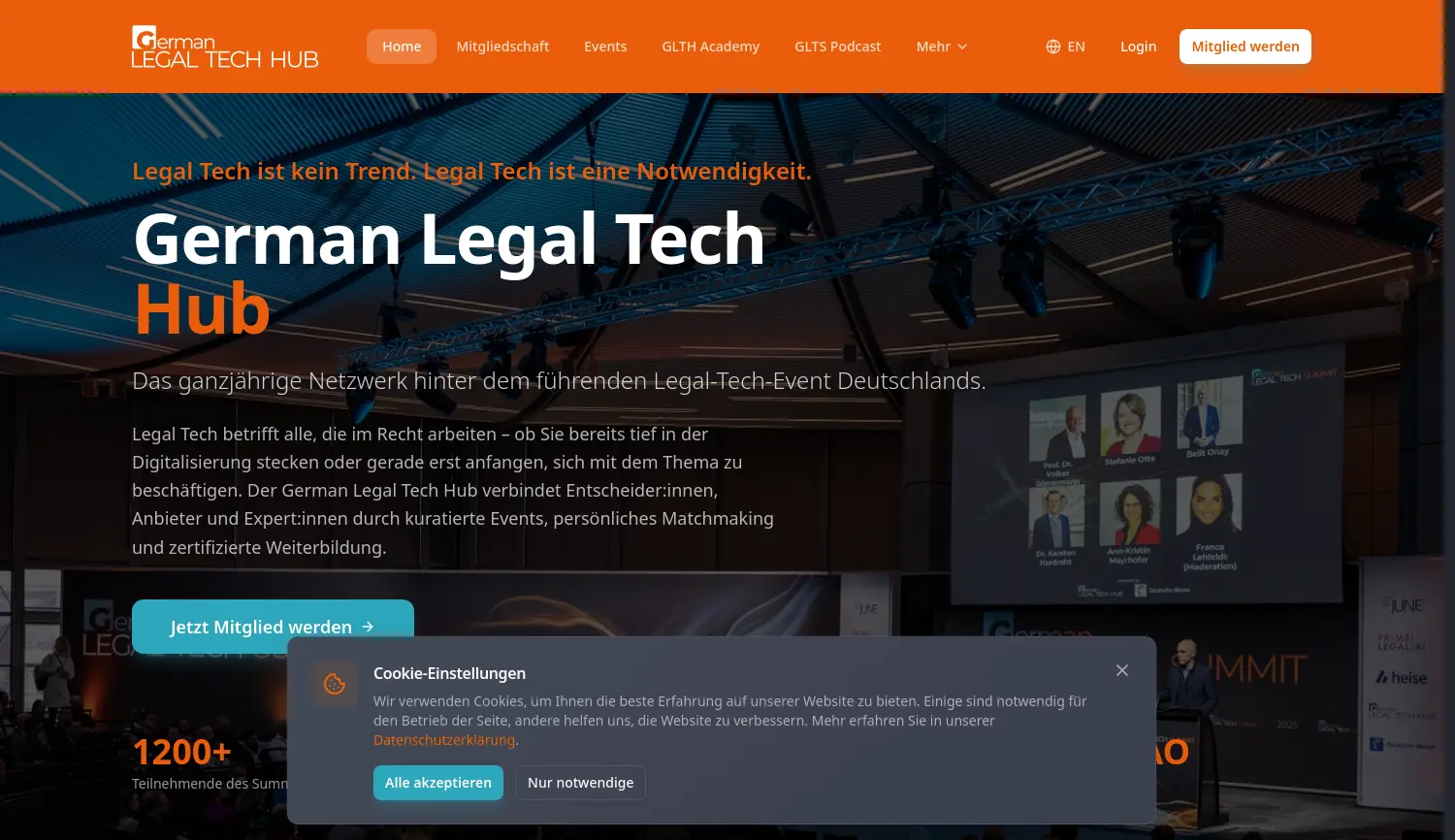 Website-Screenshot von German Legal Tech Hub