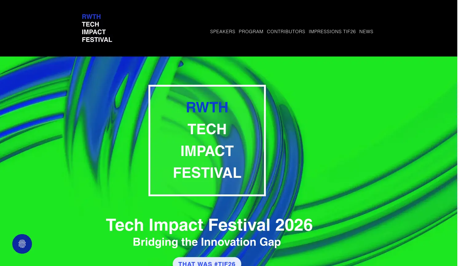 Website-Screenshot von Tech Impact Festival