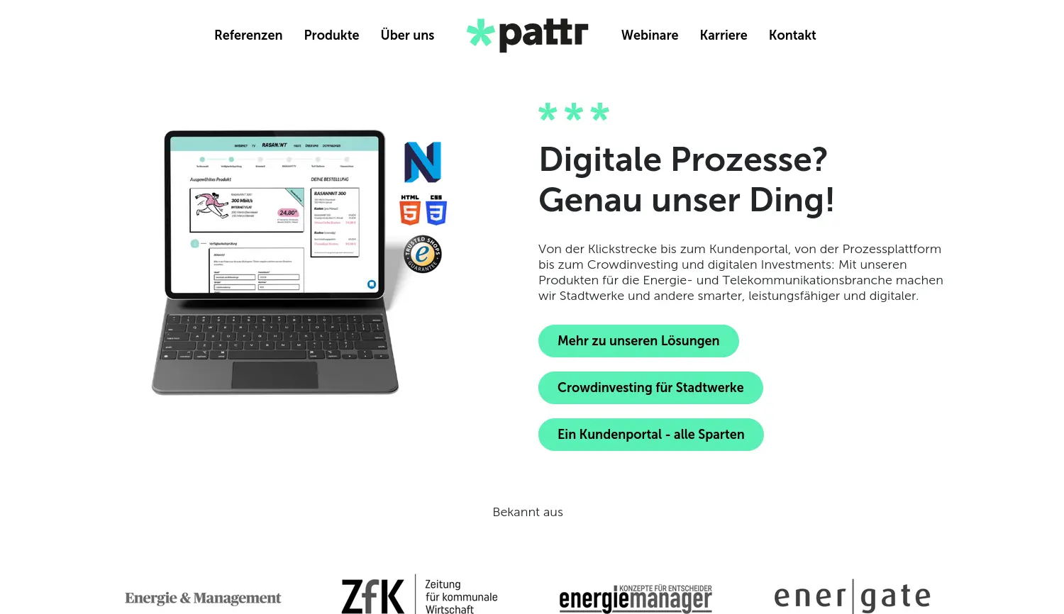 Website-Screenshot von Pattr