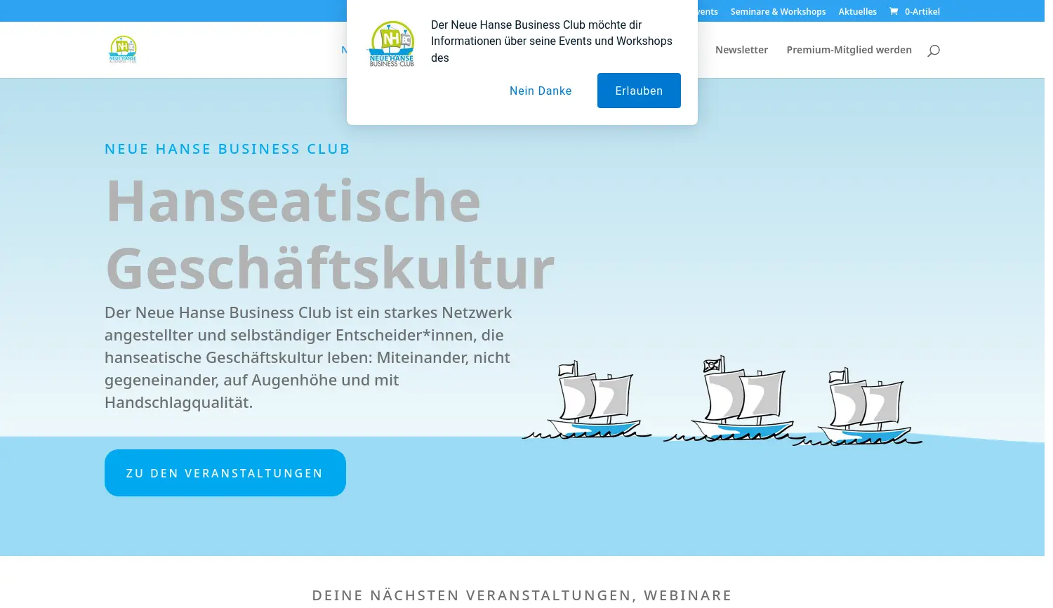 Website-Screenshot von Neue Hanse Business Club