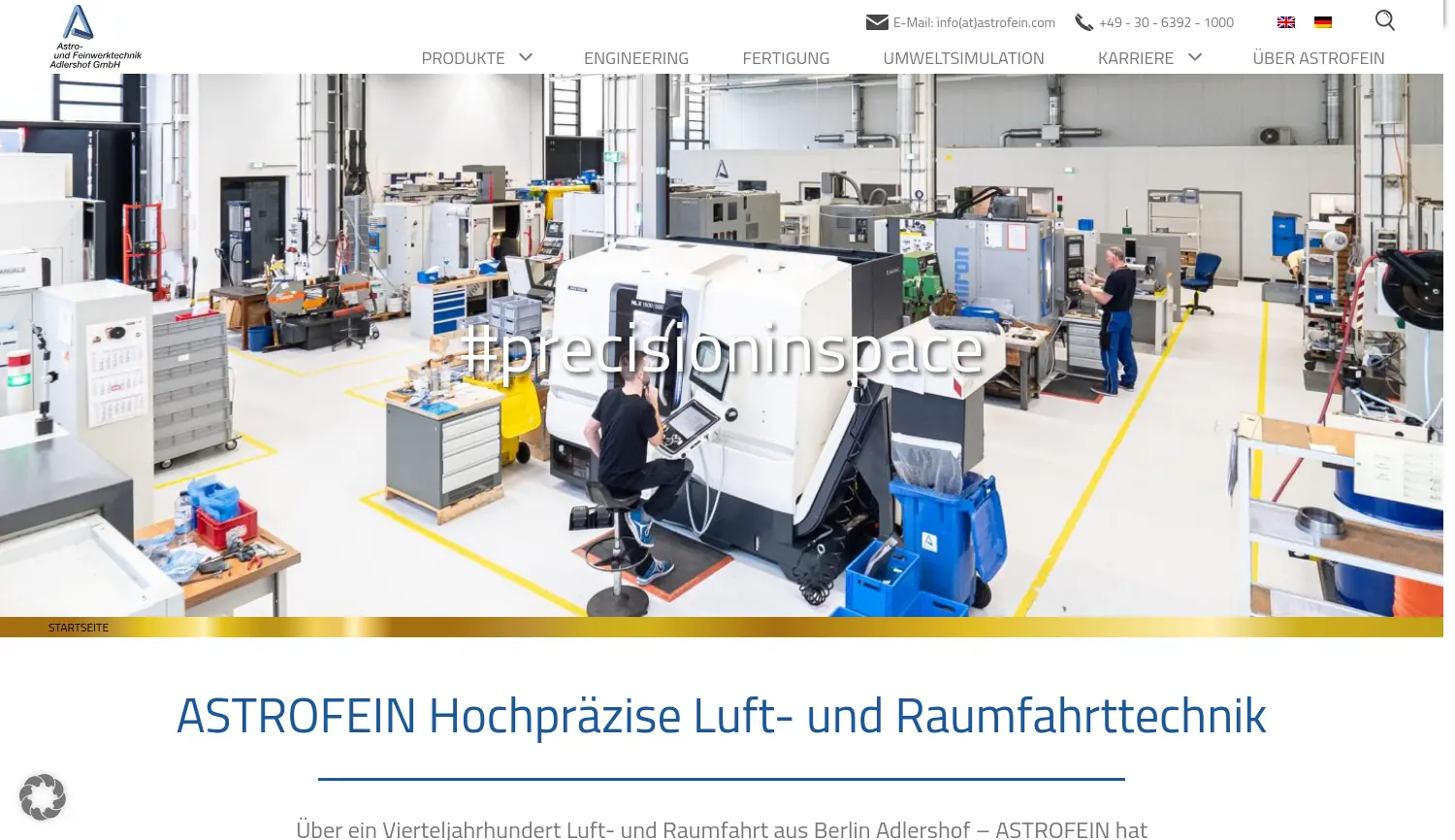 Website-Screenshot von ASTROFEIN