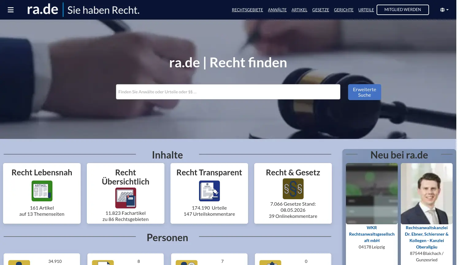 Website-Screenshot von ra.de