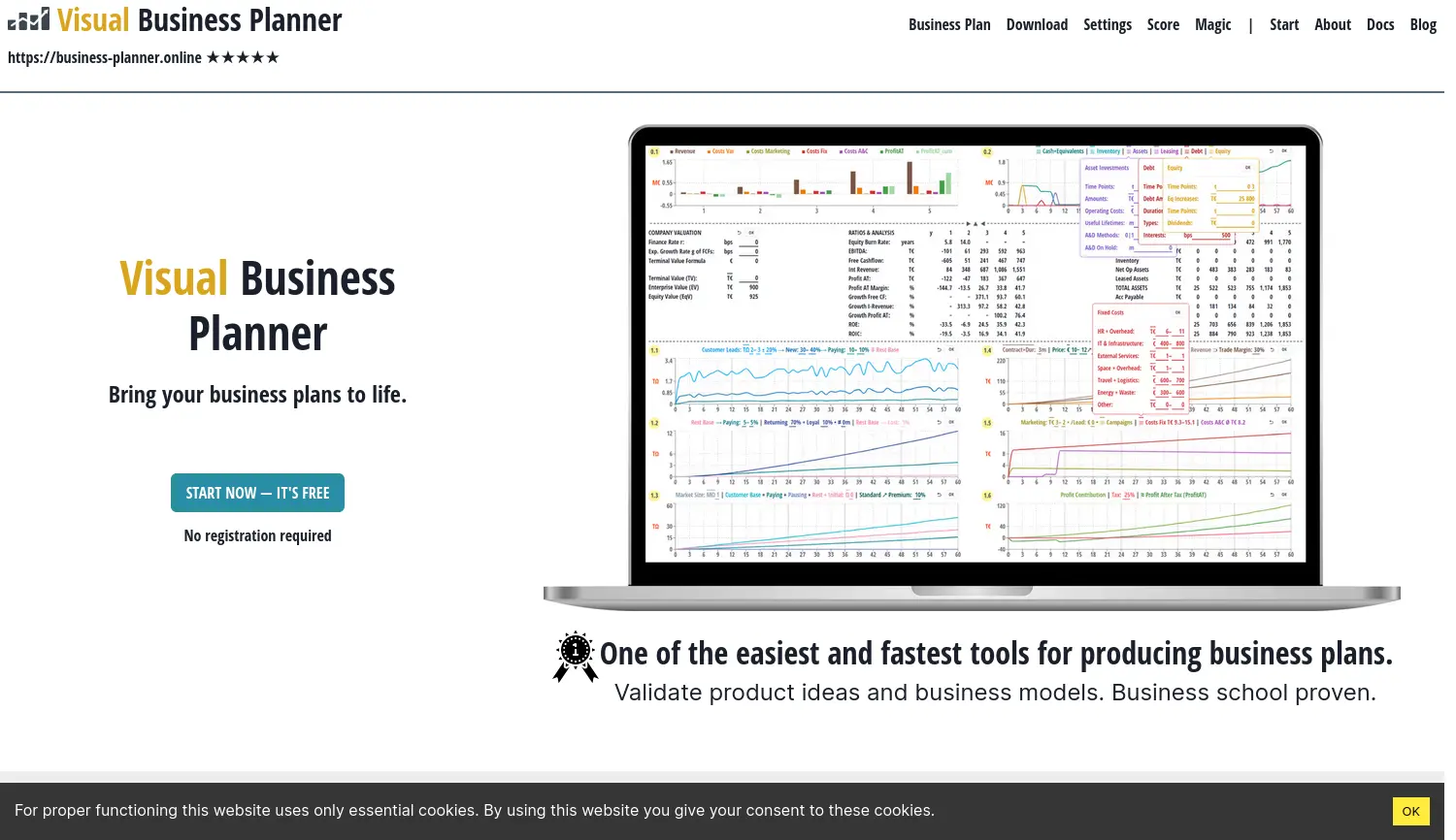 Website-Screenshot von Visual Business Planner