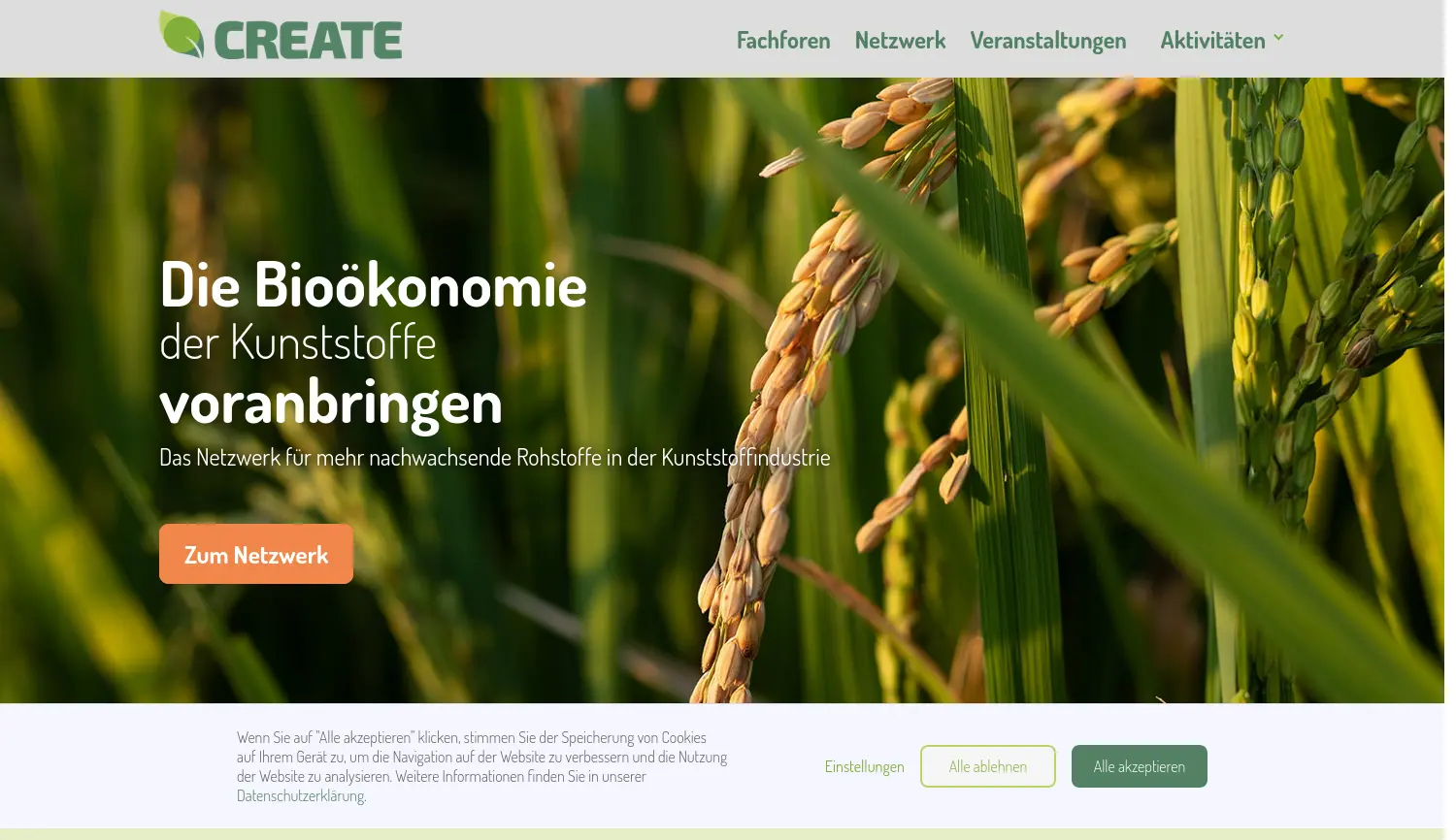 Website-Screenshot von CREATE