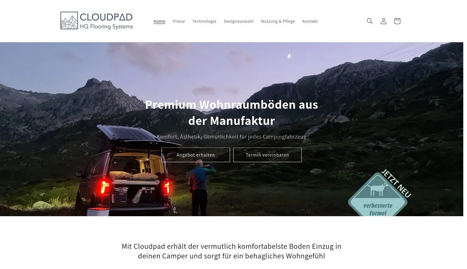 Website-Screenshot von Cloudpad