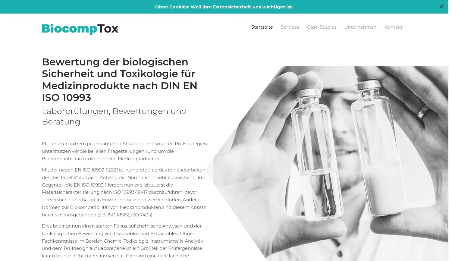 Website-Screenshot von BiocompTox