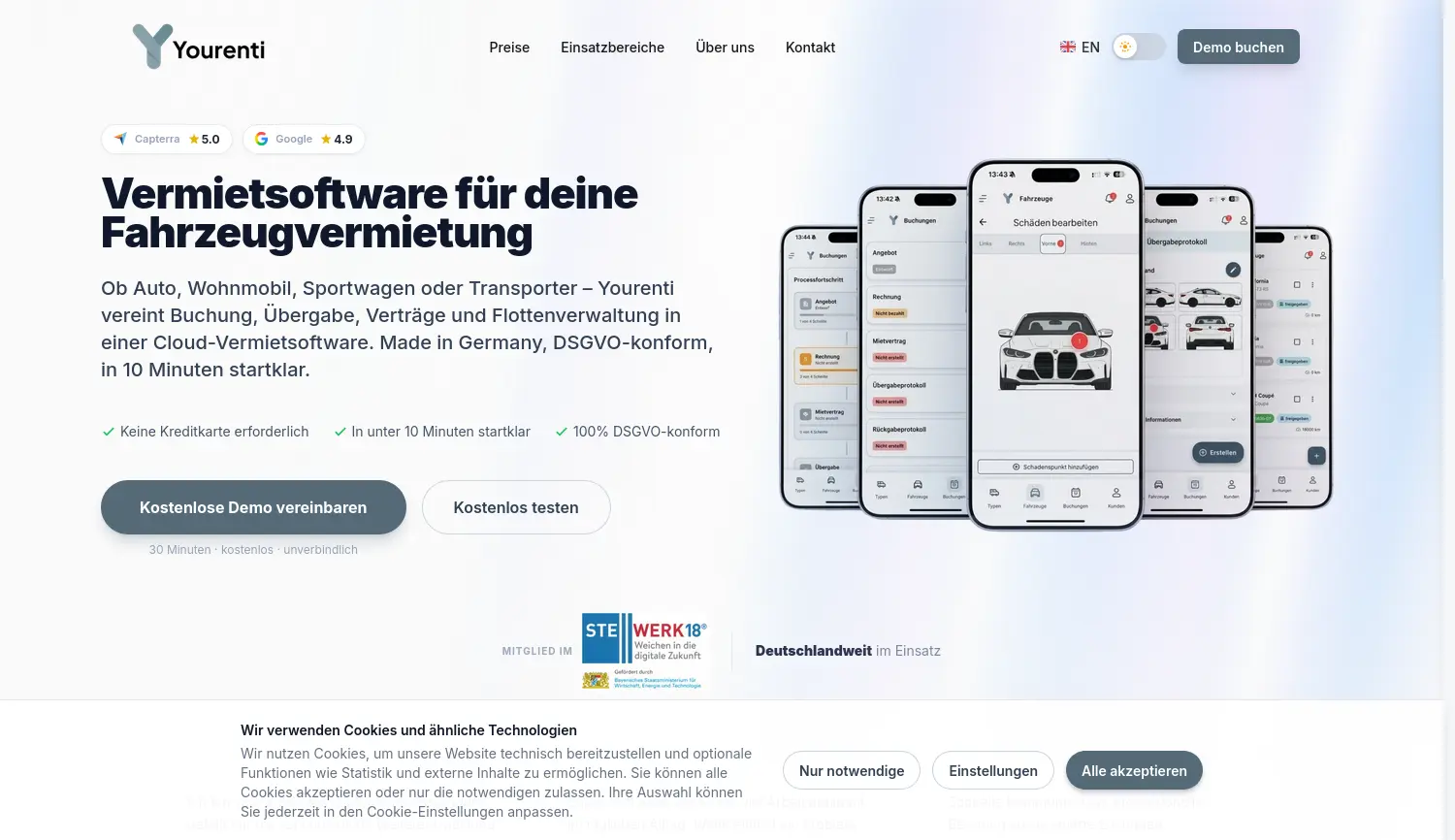 Website-Screenshot von Yourenti
