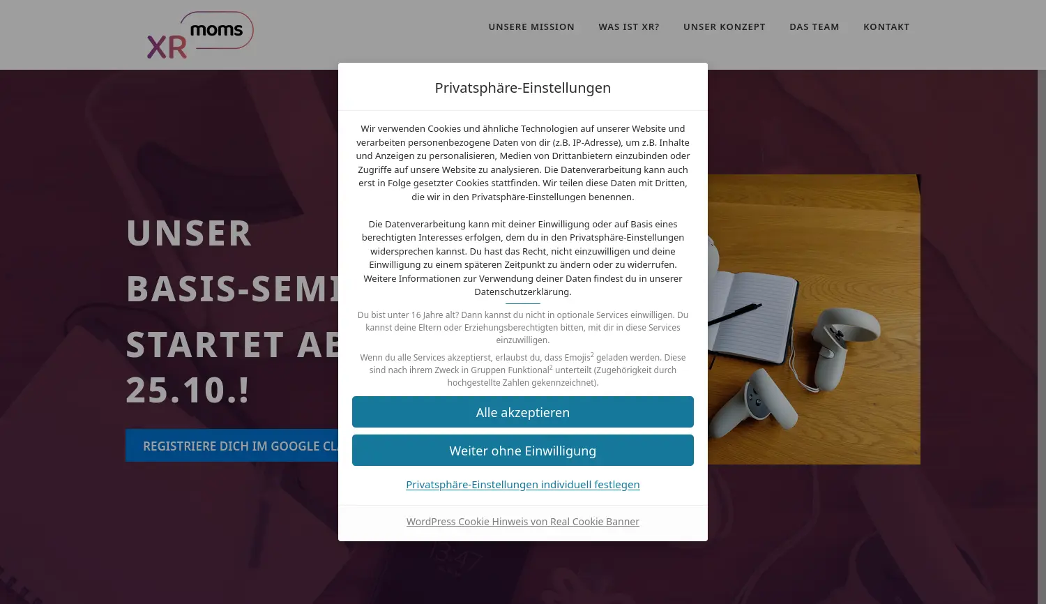 Website-Screenshot von XRmoms