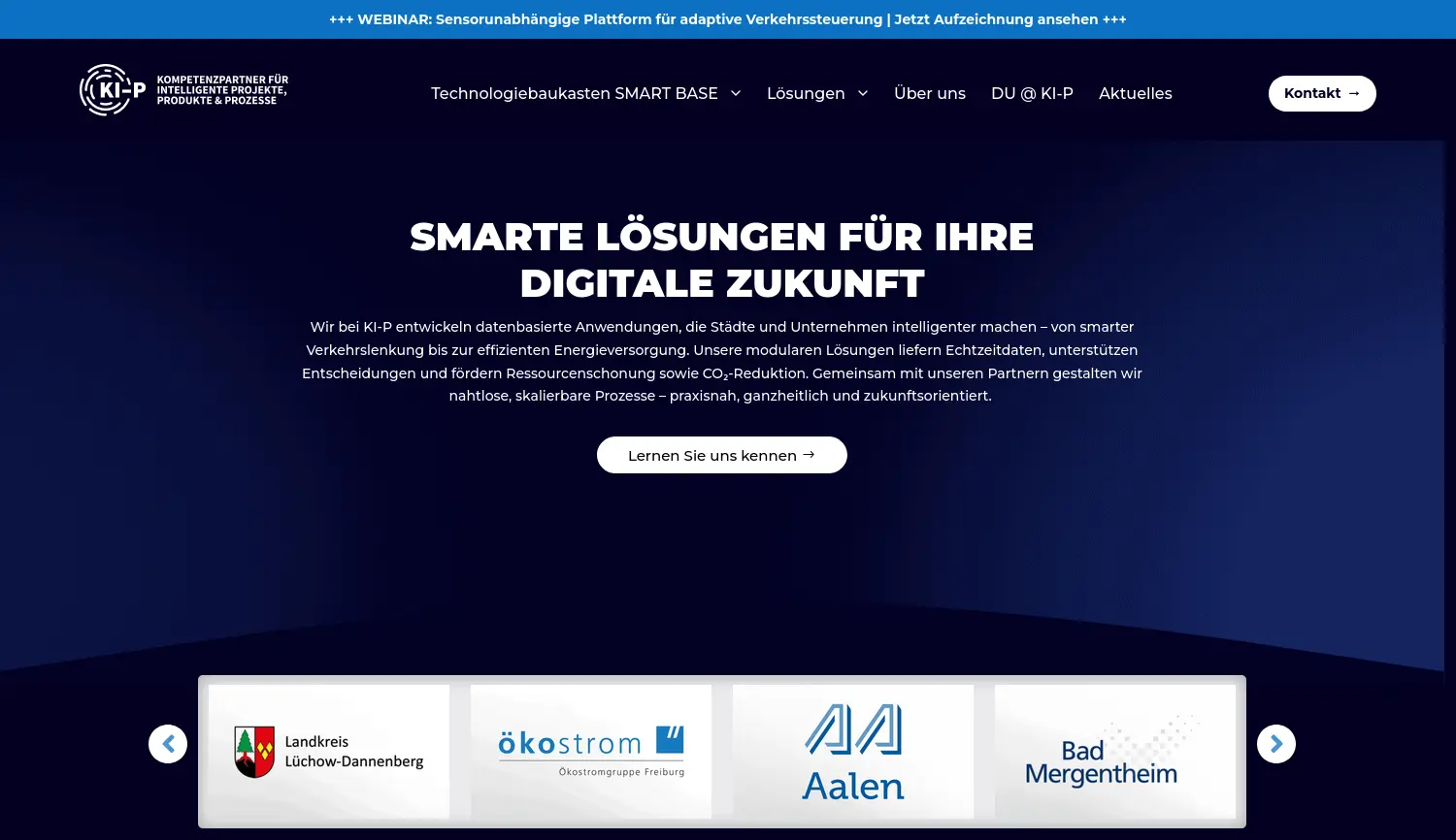 Website-Screenshot von KI-P