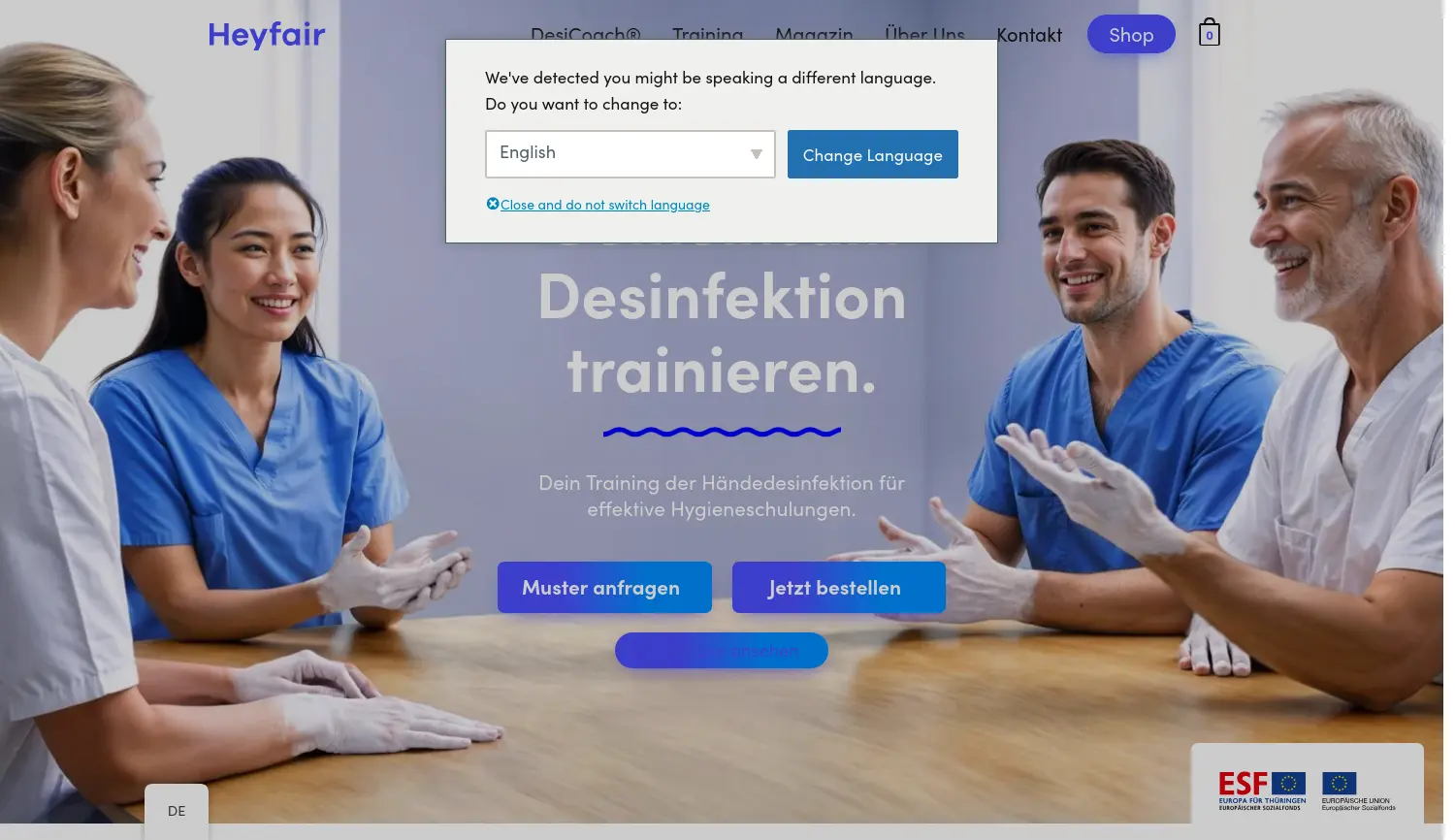 Website-Screenshot von Heyfair