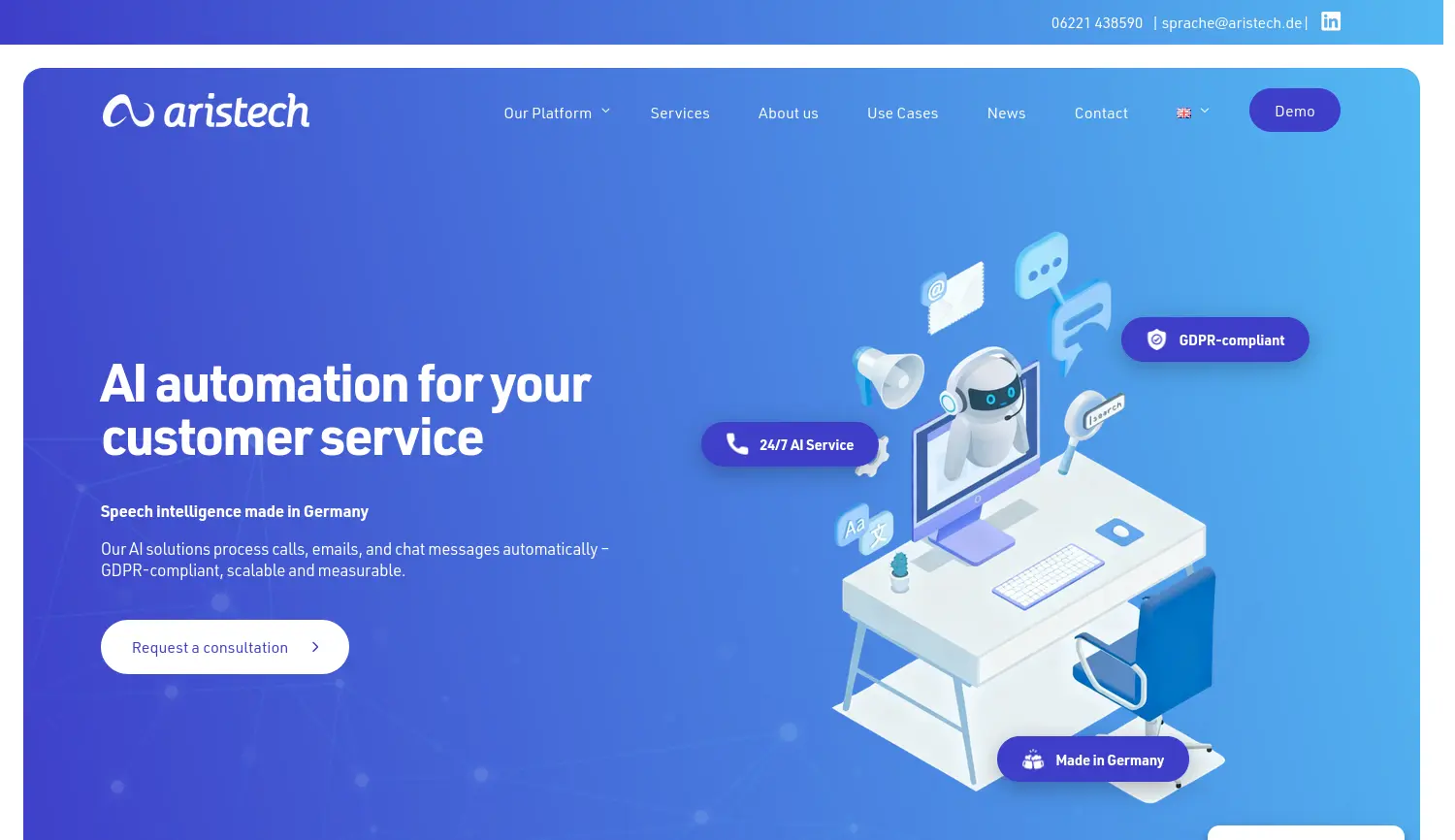 Website-Screenshot von Aristech