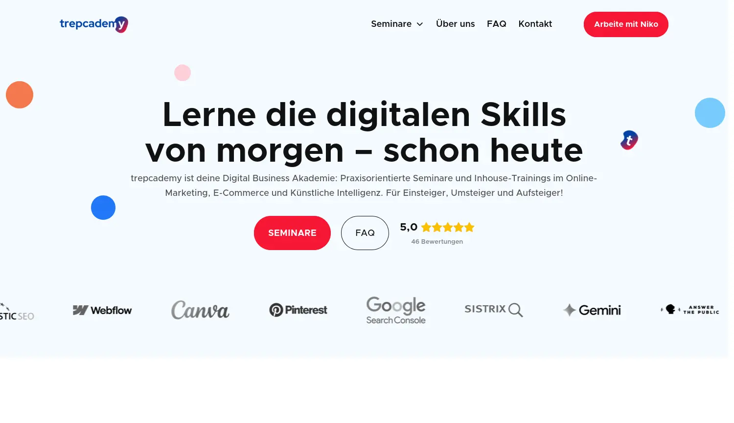 Website-Screenshot von trepcademy