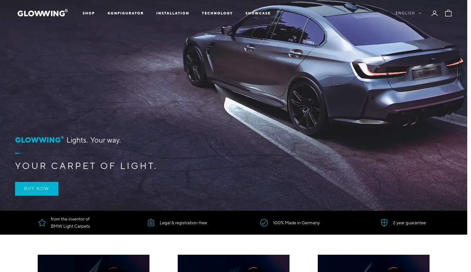Website-Screenshot von GLOWWING