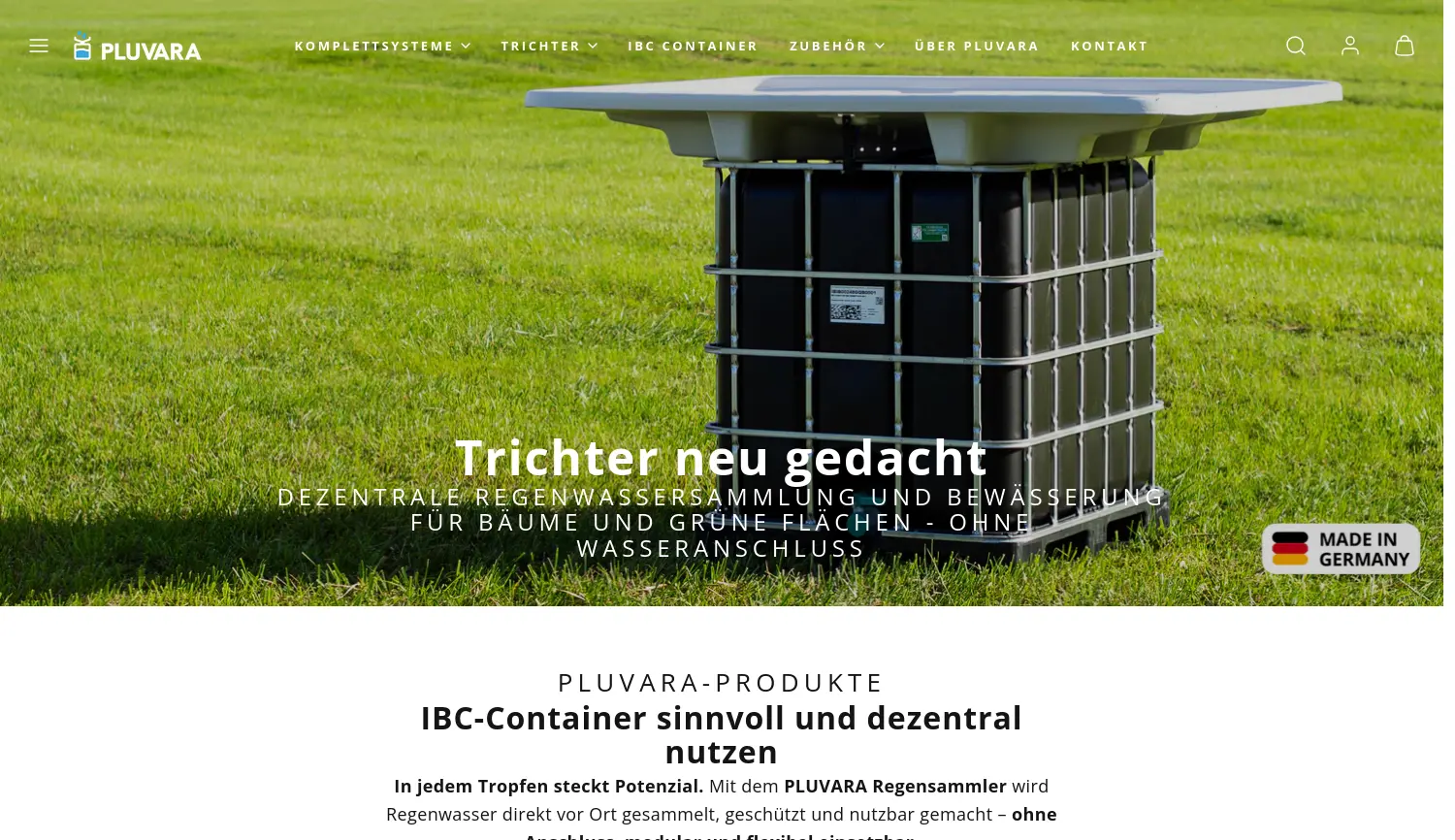 Website-Screenshot von PluVara