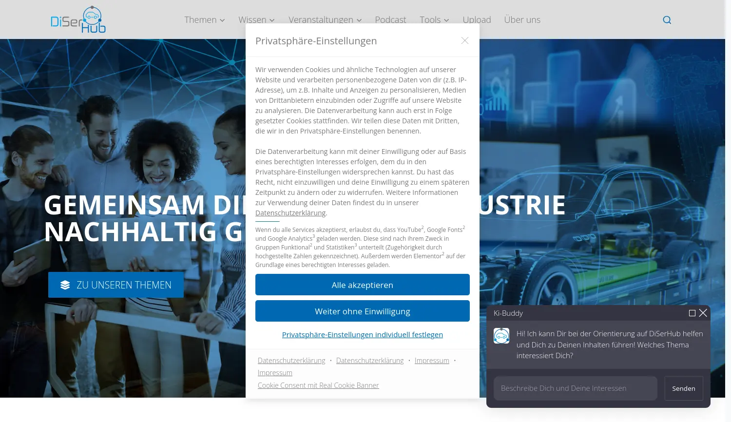 Website-Screenshot von DiSerHub