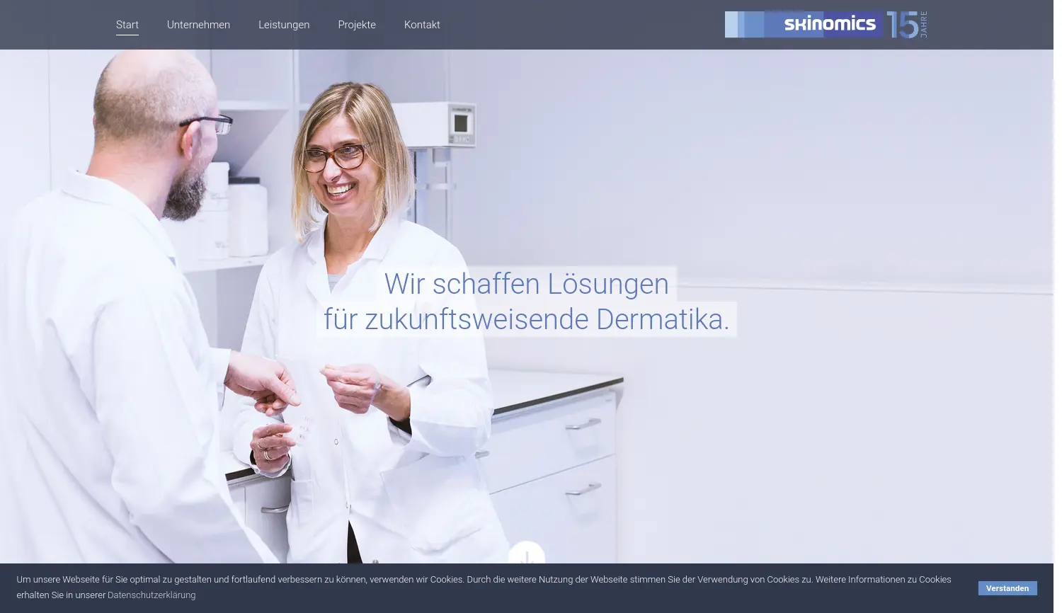 Website-Screenshot von Skinomics