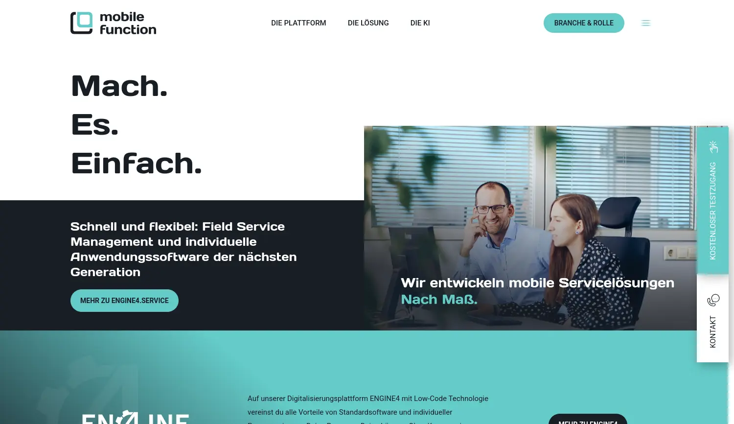 Website-Screenshot von mobile function