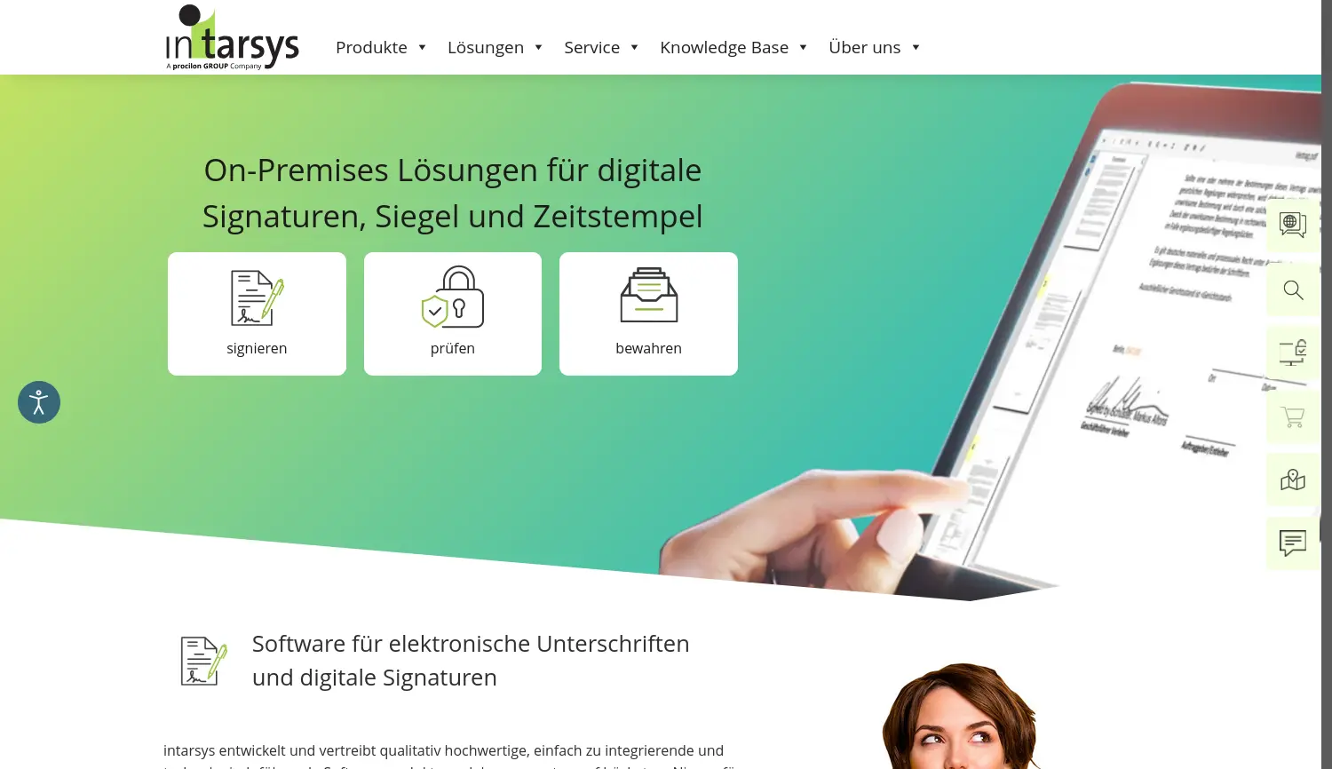 Website-Screenshot von intarsys
