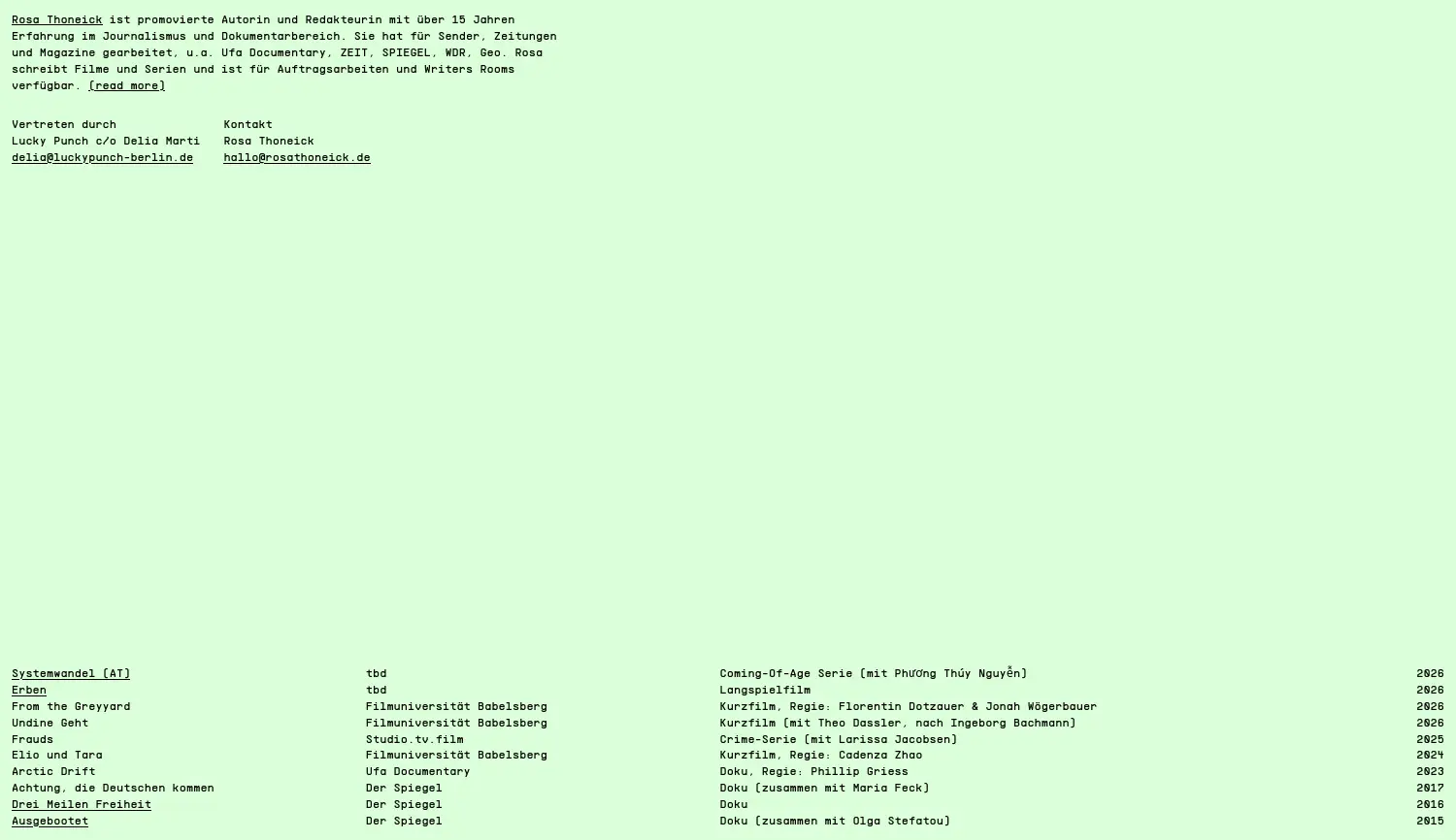 Website-Screenshot von Rosa Thoneick