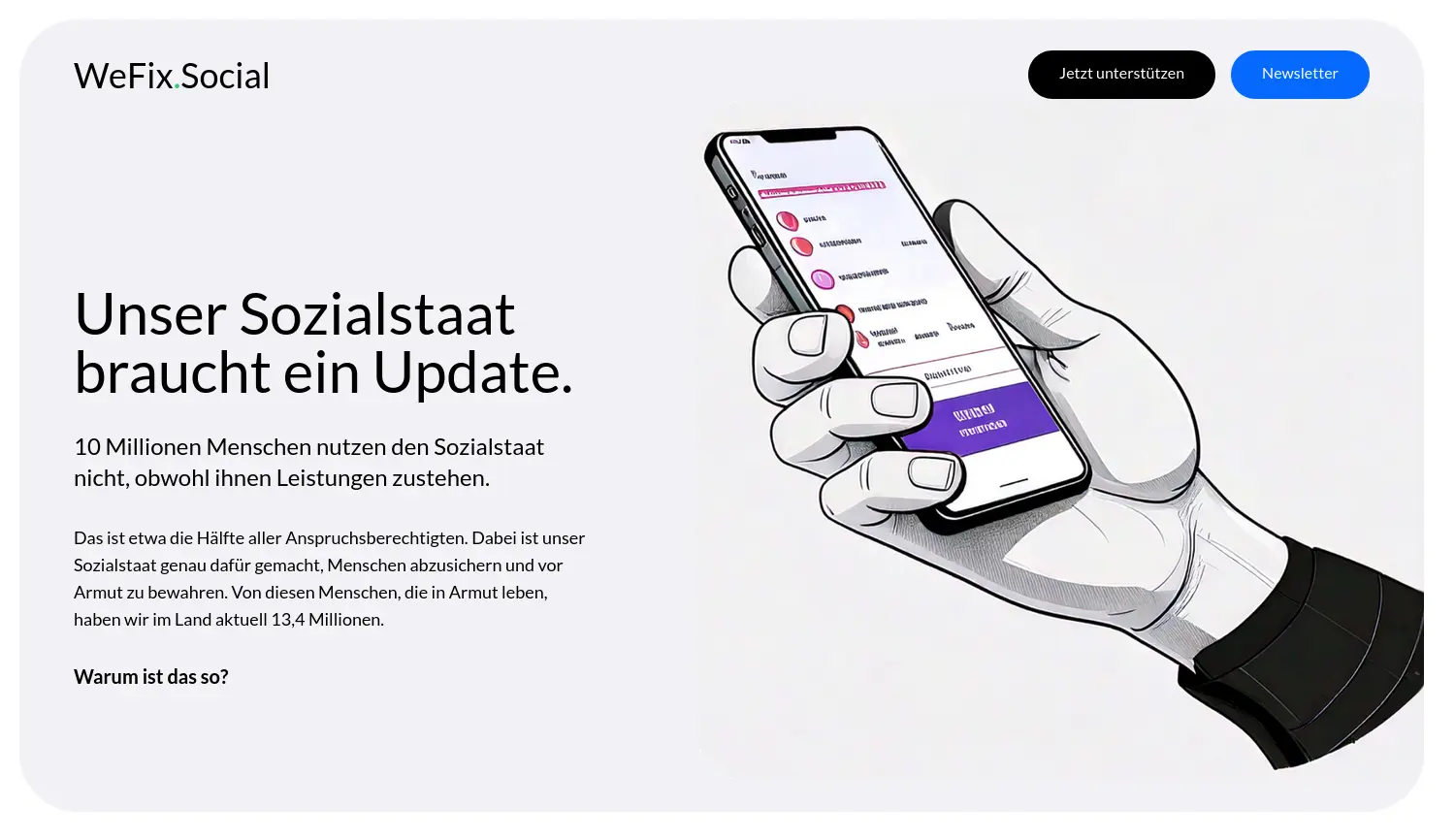 Website-Screenshot von WeFix.Social