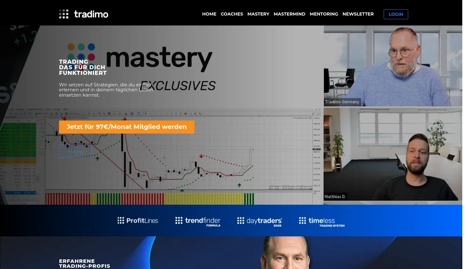Website-Screenshot von Tradimo