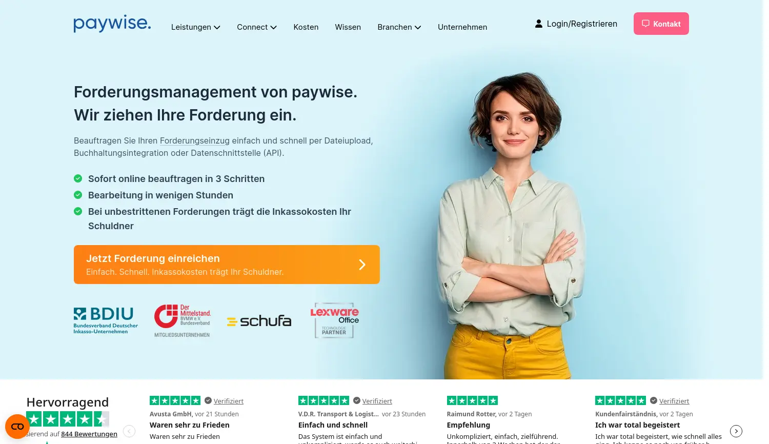 Website-Screenshot von paywise