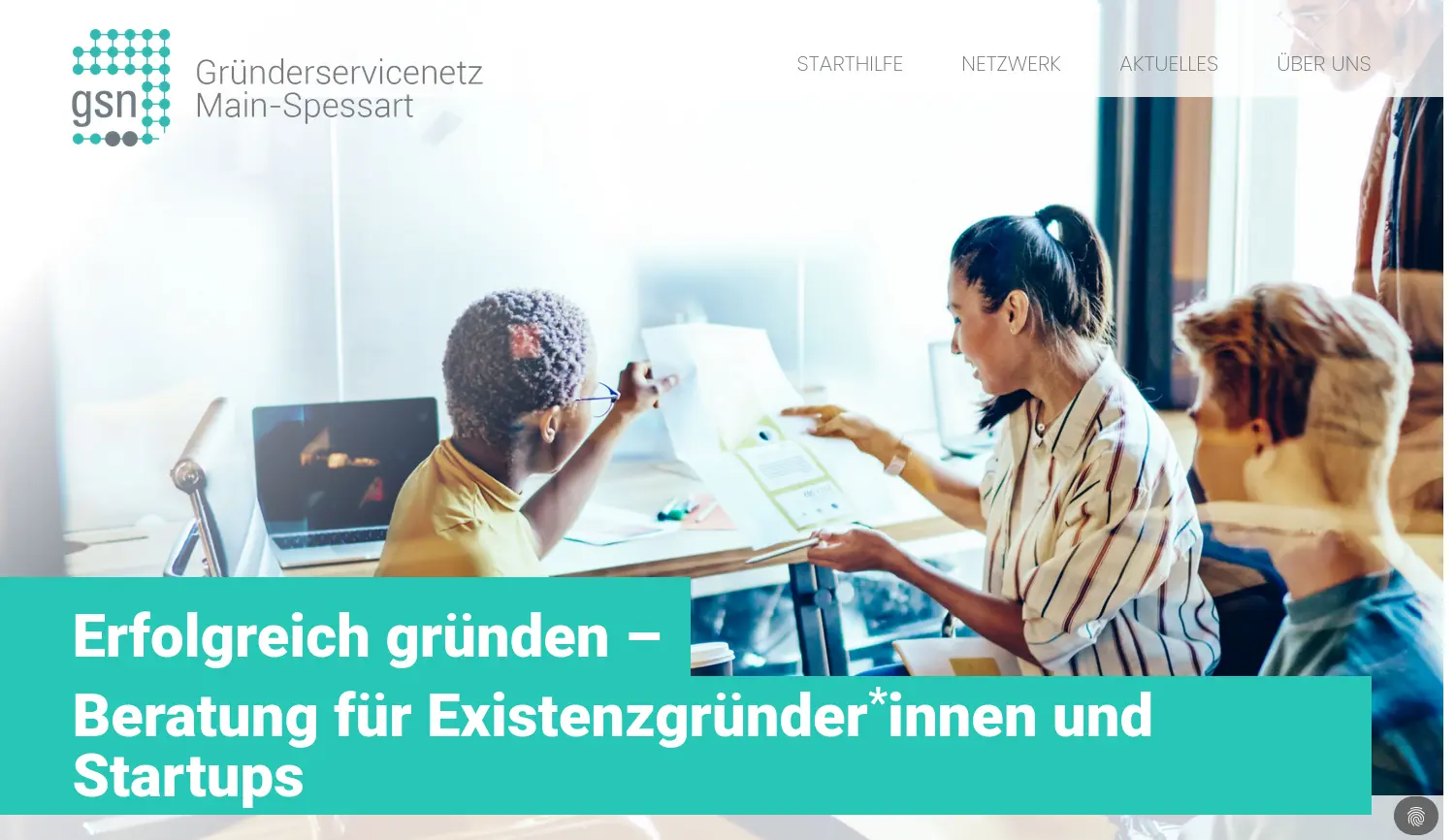Website-Screenshot von Gründerservicenetz Main-Spessart