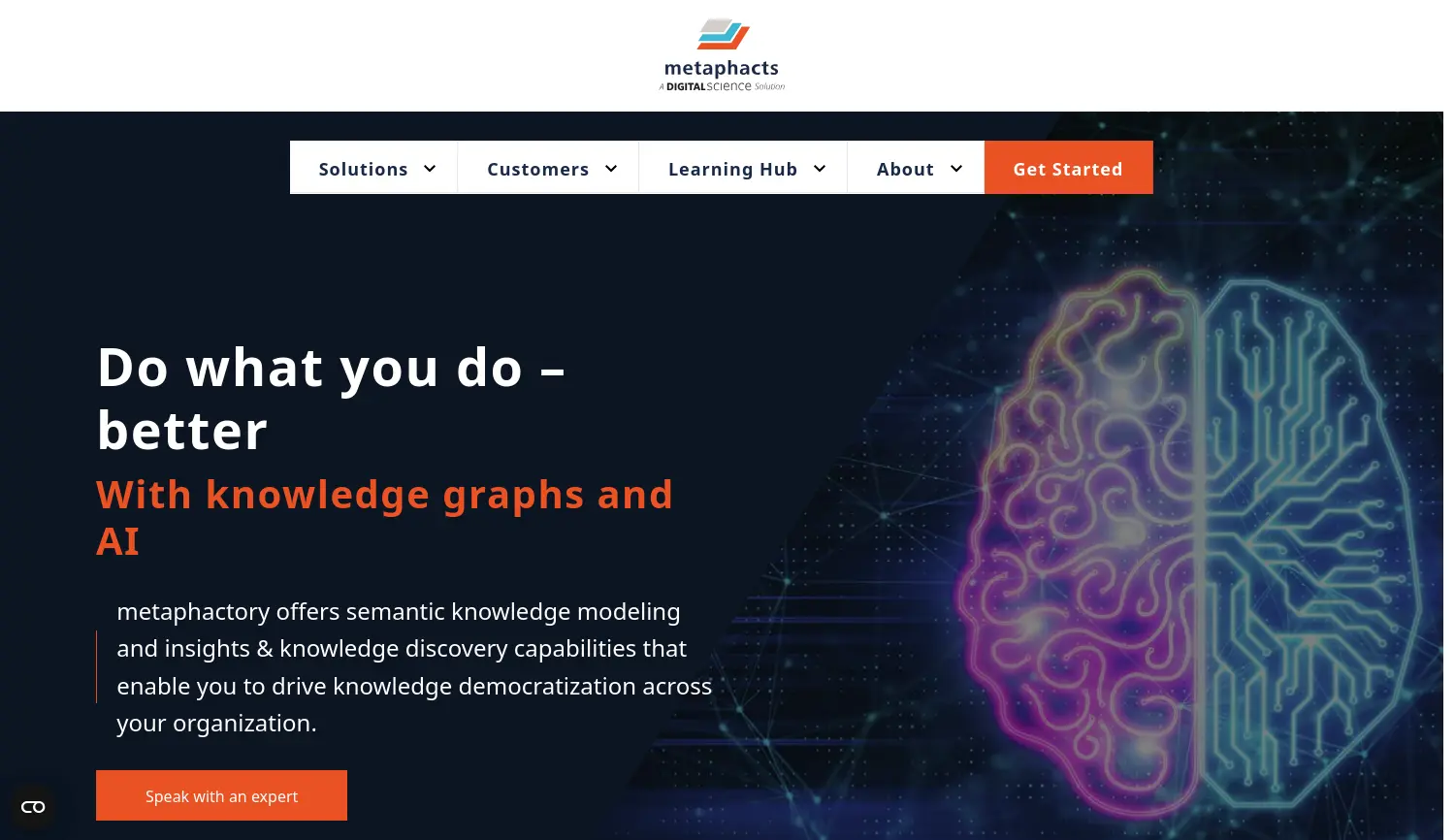 Website-Screenshot von metaphacts