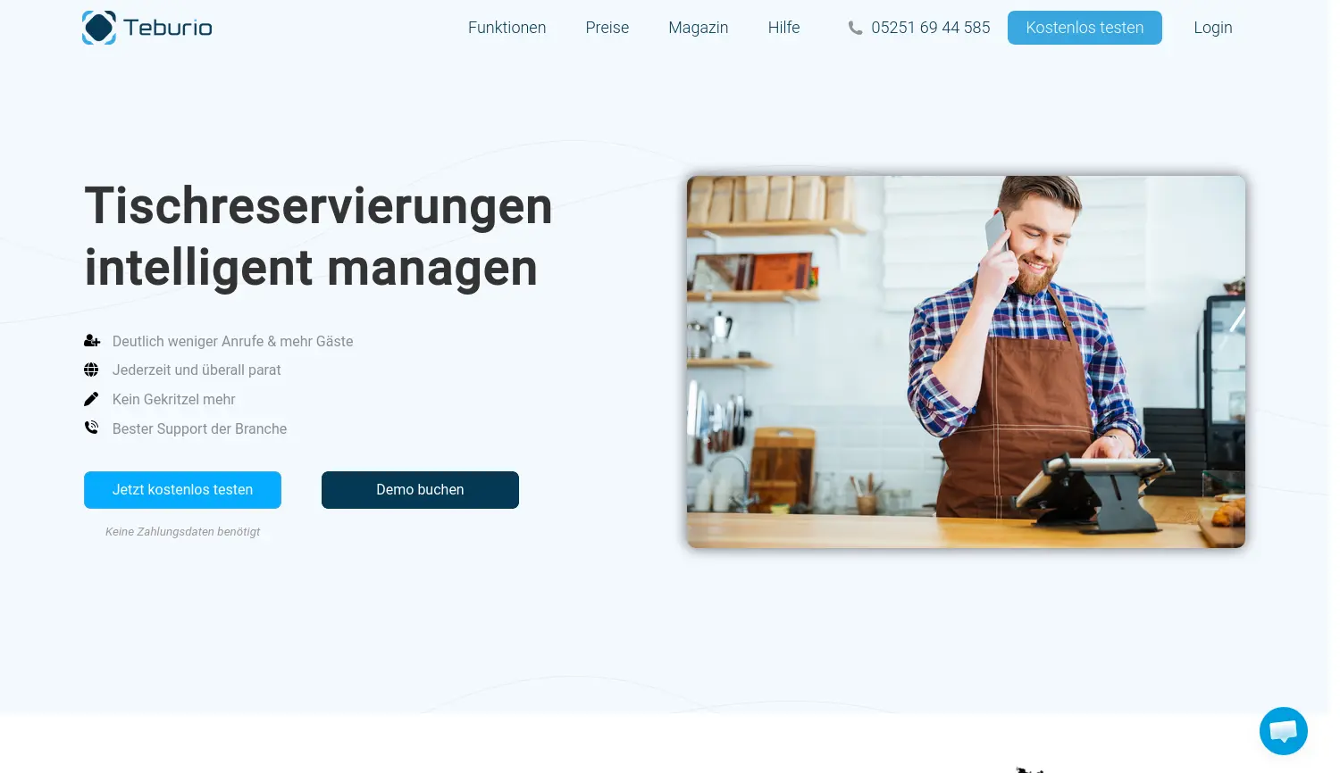 Website-Screenshot von Teburio