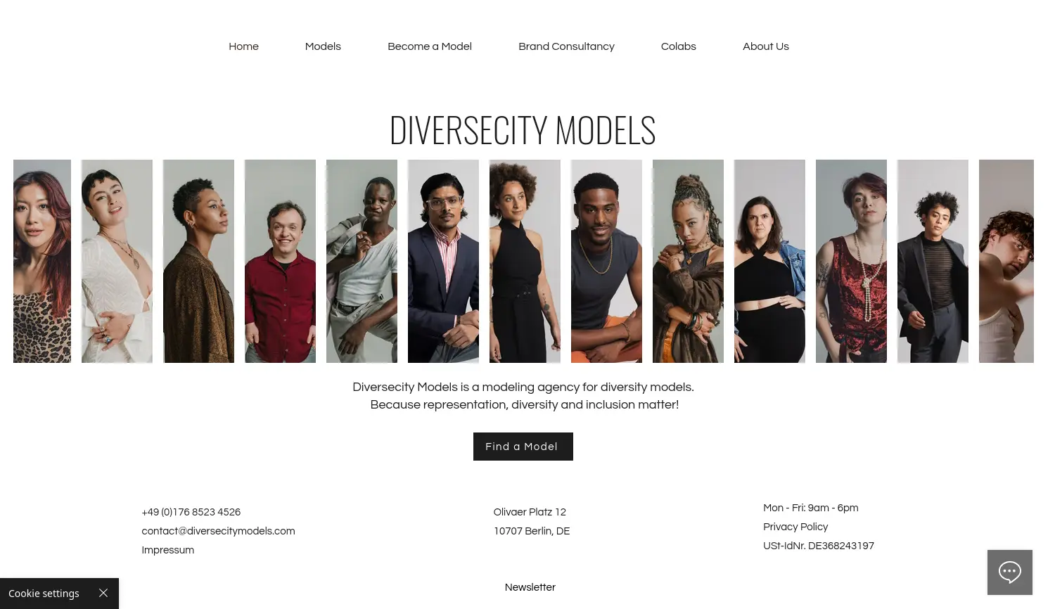 Website-Screenshot von Diversecity Models