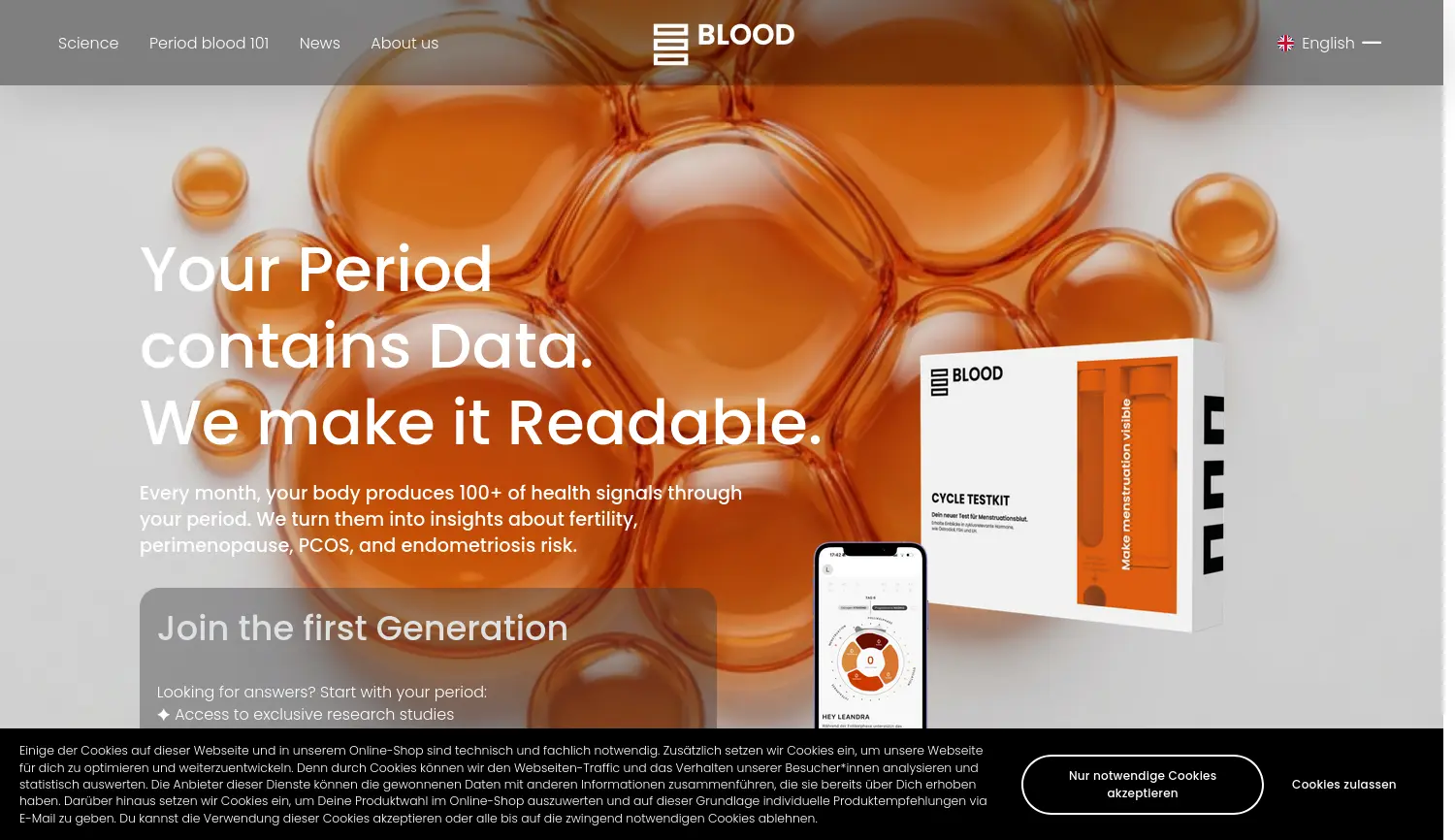 Website-Screenshot von theblood