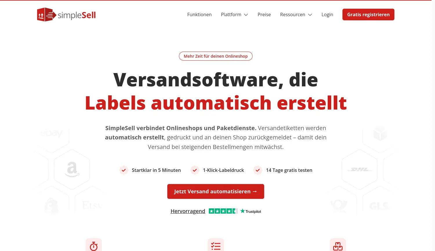 Website-Screenshot von SimpleSell