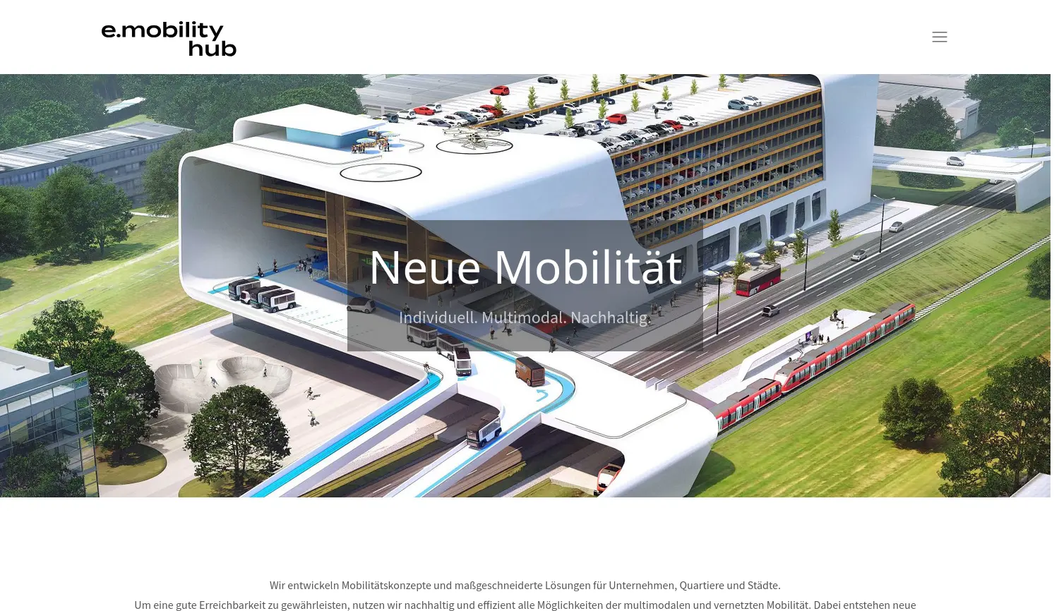 Website-Screenshot von e.mobility.hub