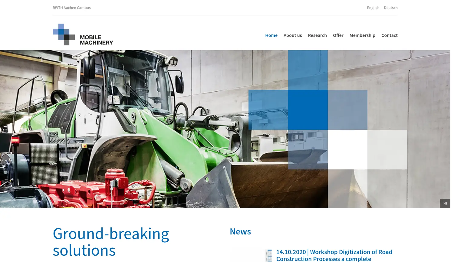 Website-Screenshot von Center for Mobile Machinery