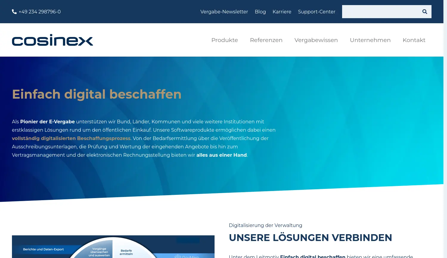 Website-Screenshot von cosinex