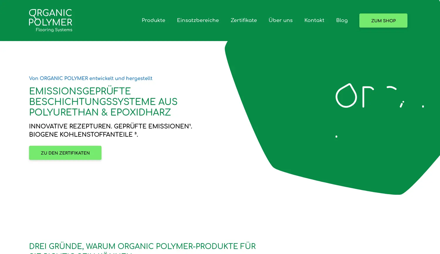 Website-Screenshot von ORGANIC POLYMER