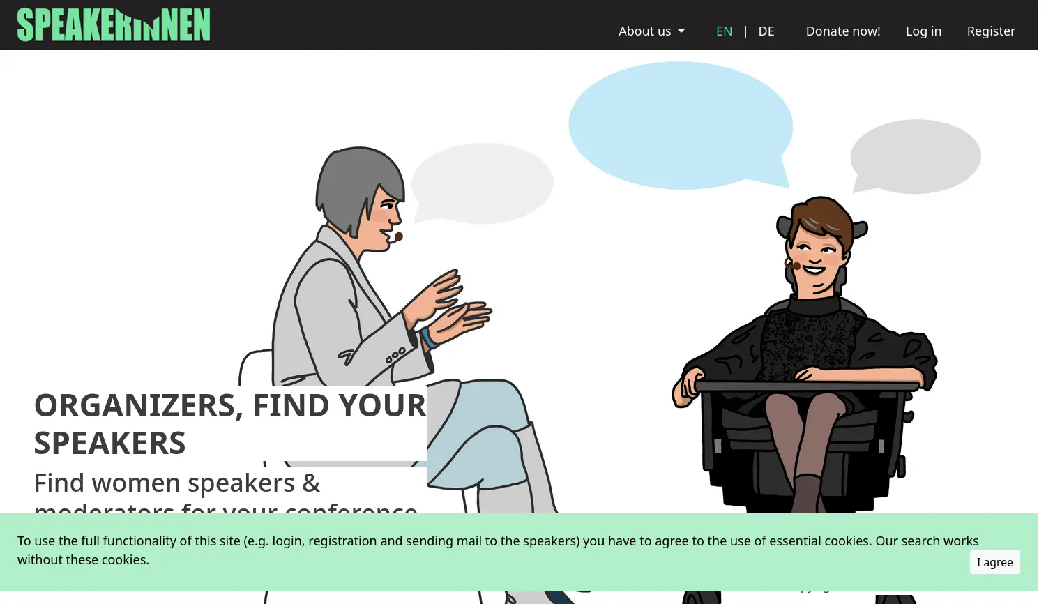 Website-Screenshot von Speakerinnen
