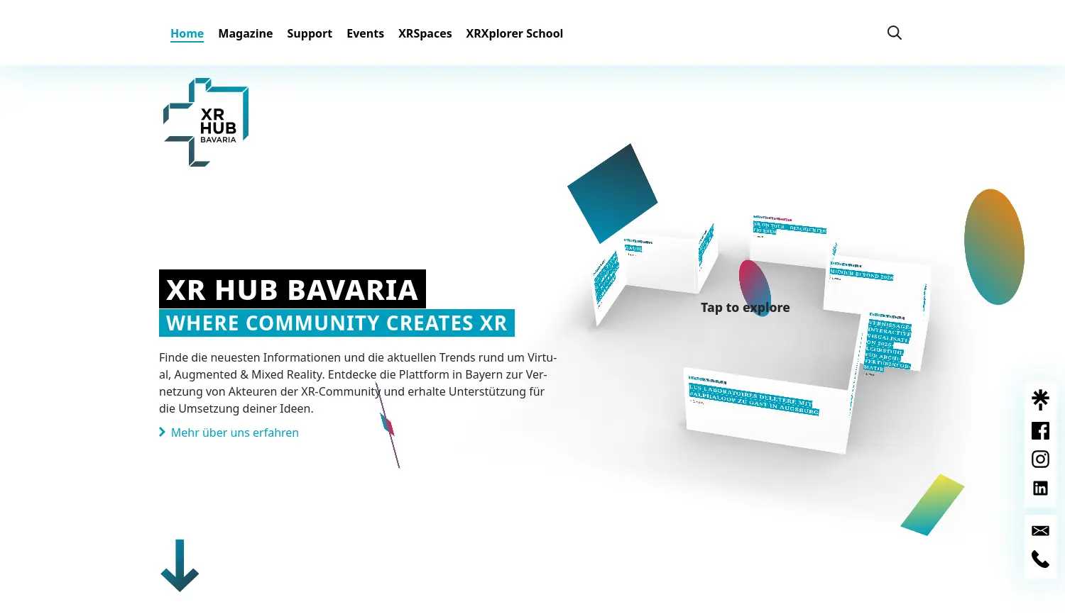 Website-Screenshot von XR HUB Bavaria