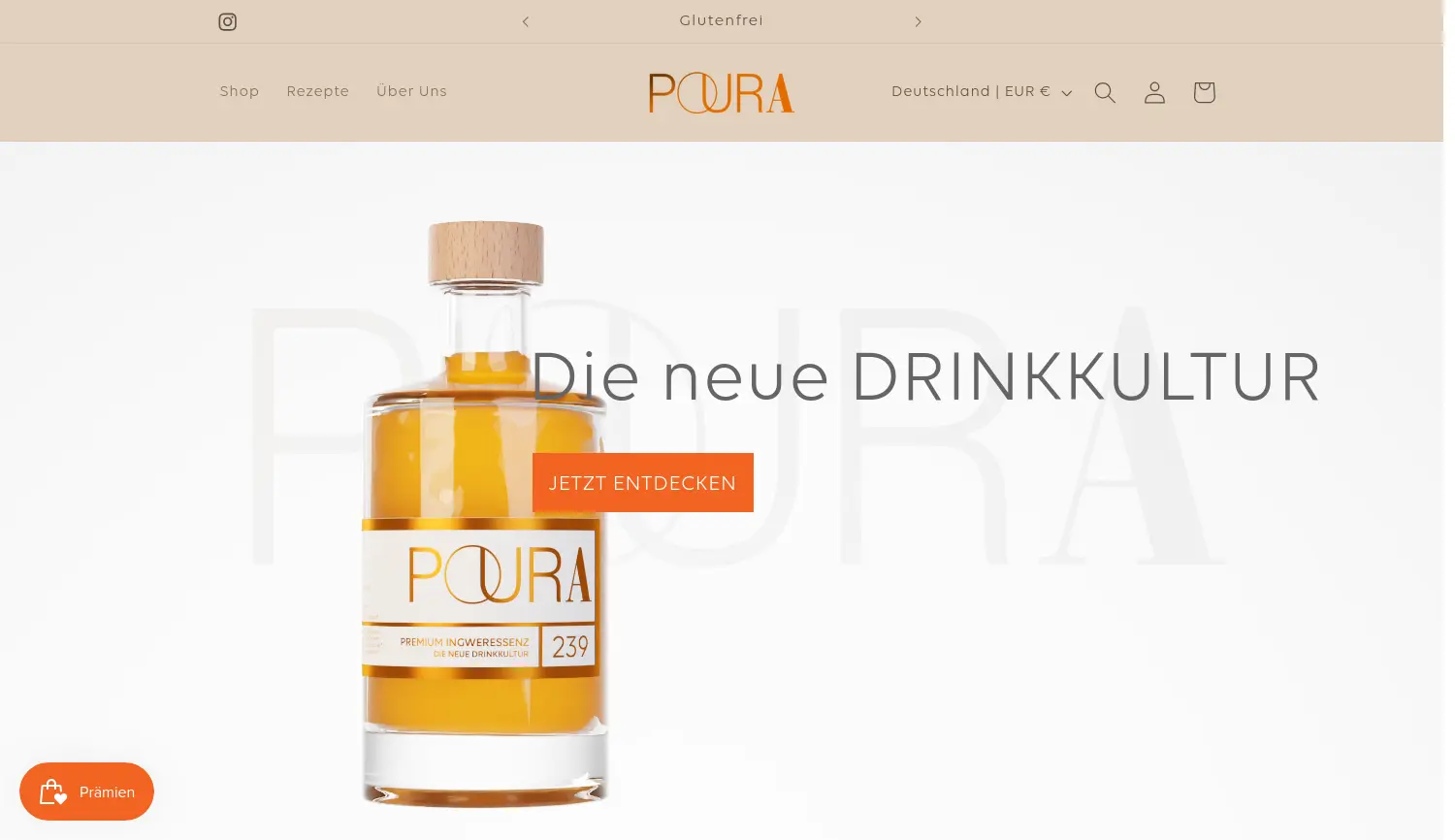 Website-Screenshot von POURA