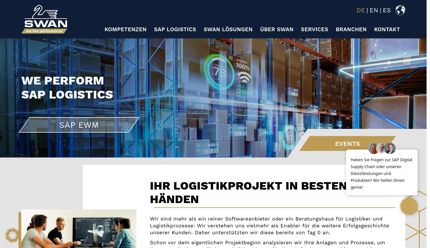 Website-Screenshot von SWAN