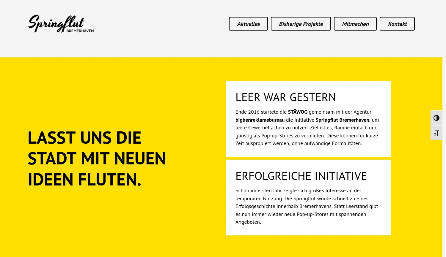 Website-Screenshot von Springflut Bremerhaven