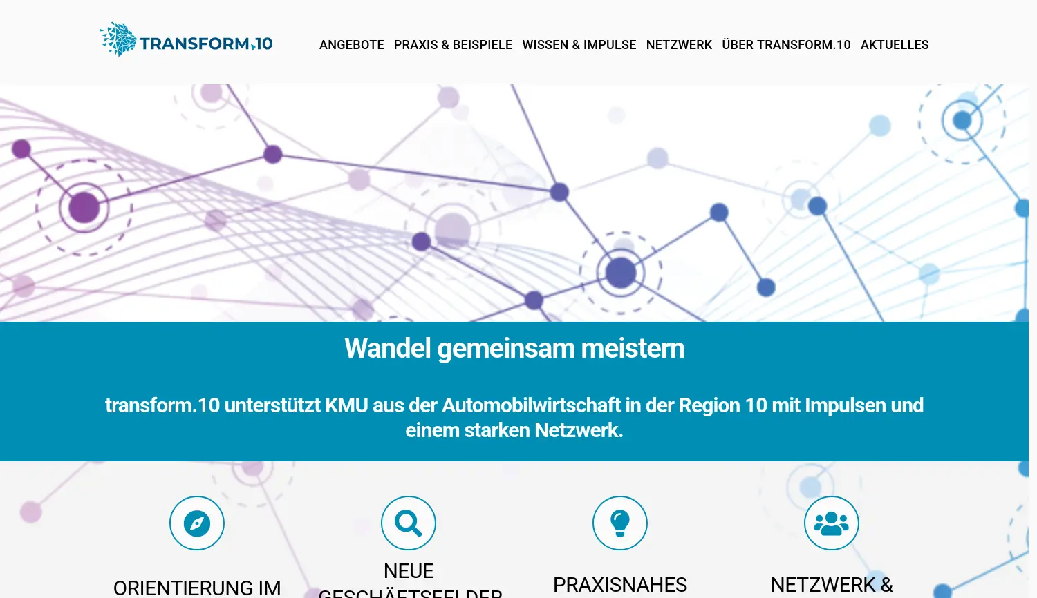 Website-Screenshot von transform.10