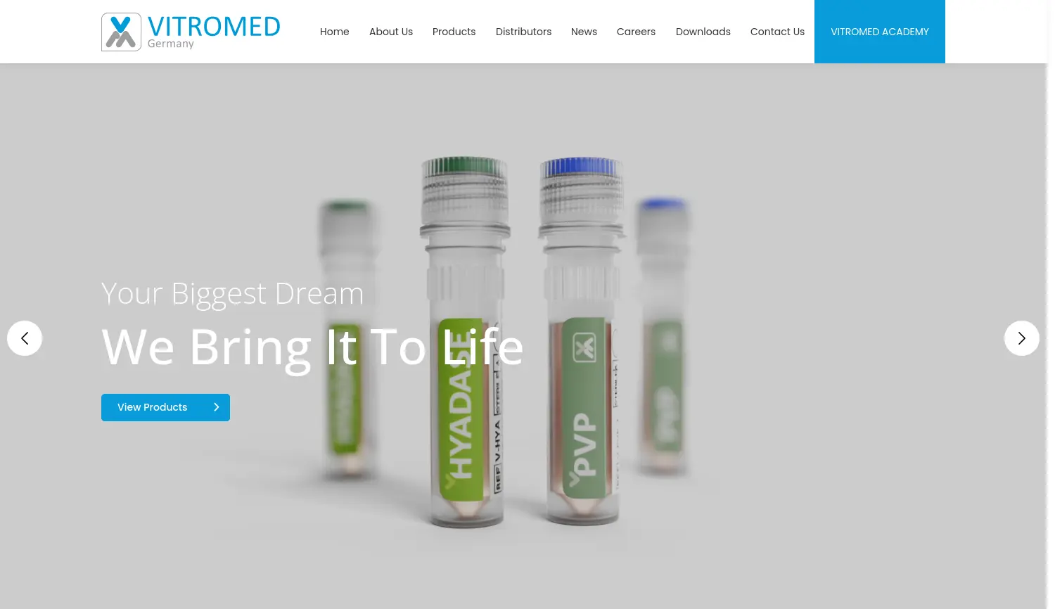 Website-Screenshot von VITROMED
