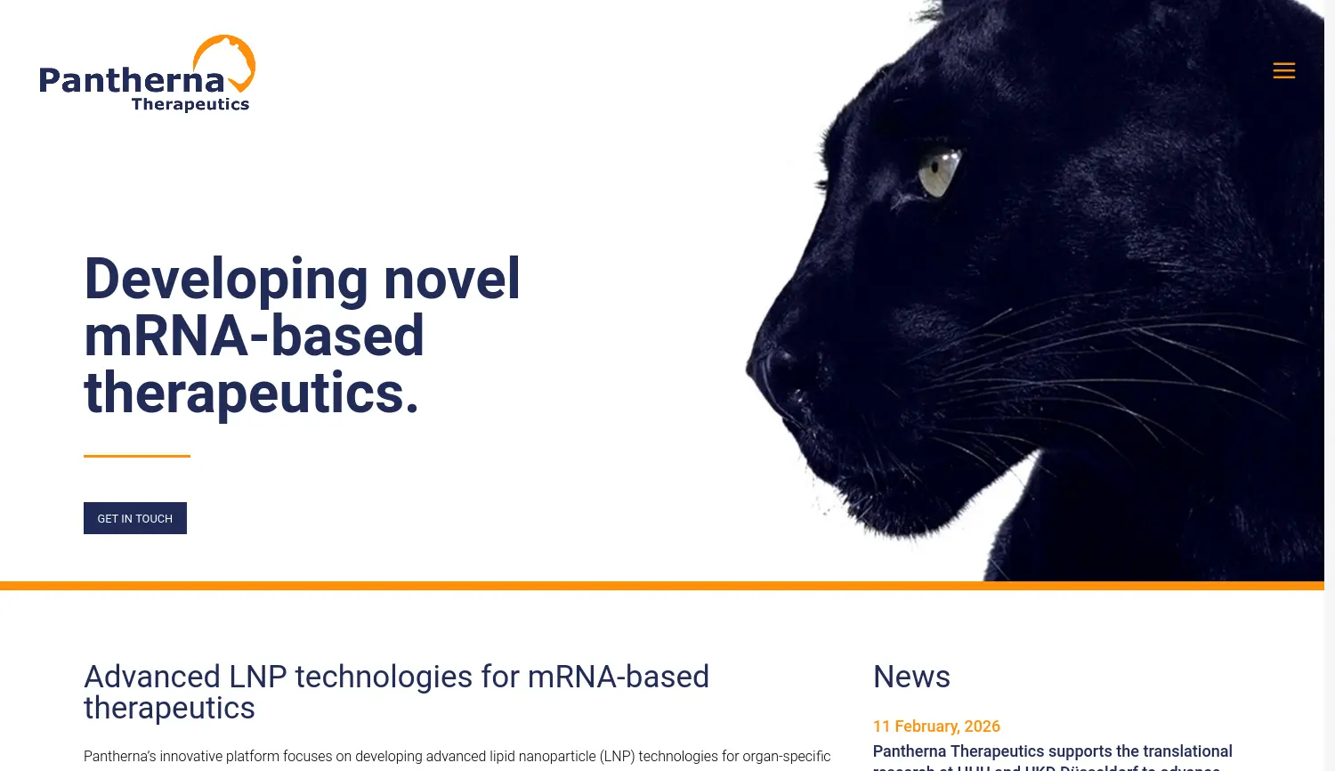 Website-Screenshot von Pantherna Therapeutics