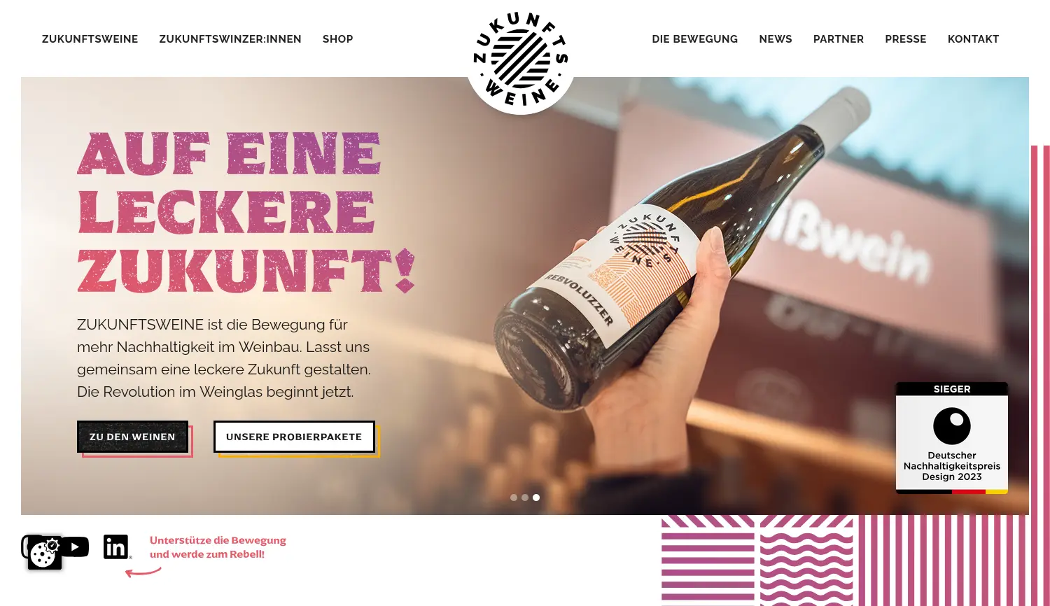 Website-Screenshot von Zukunftsweine
